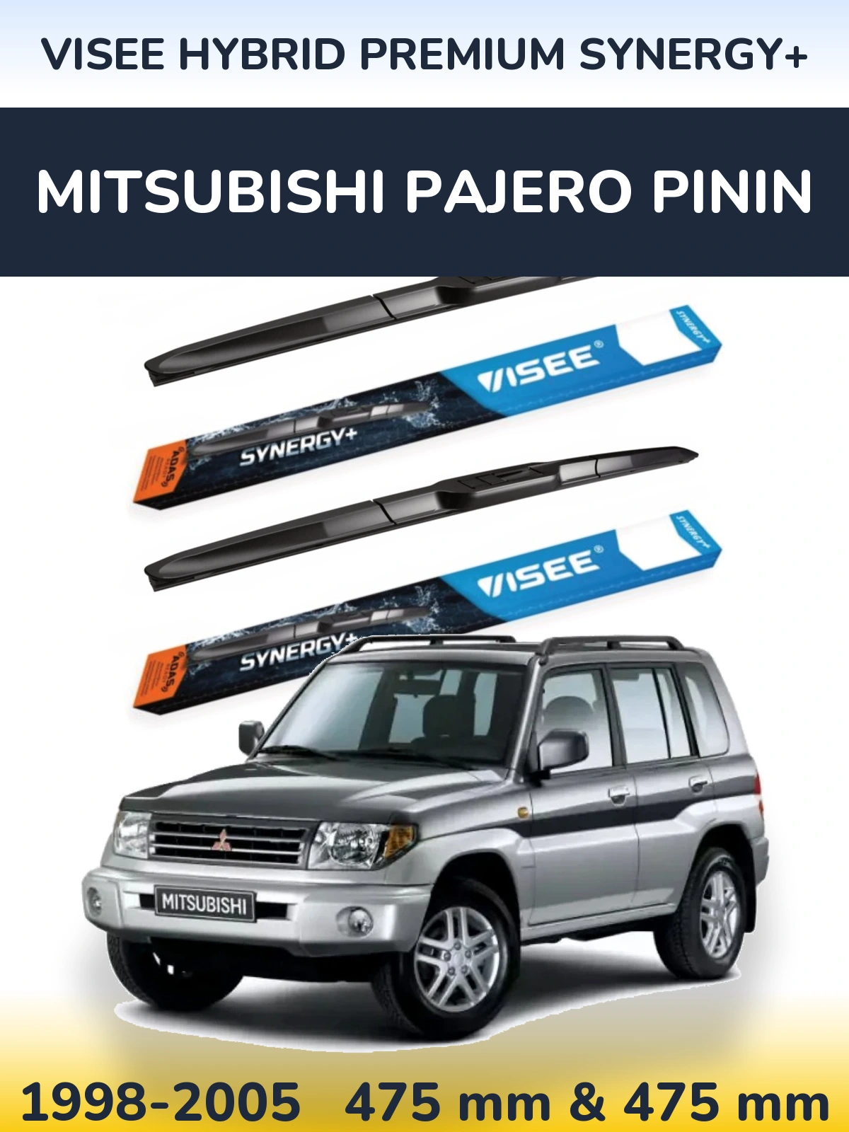 Sada předních stěračů VISEE HYBRID PREMIUM SYNERGY+ 475 a 475 mm pro Mitsubishi Pajero Pinin 1998-2005