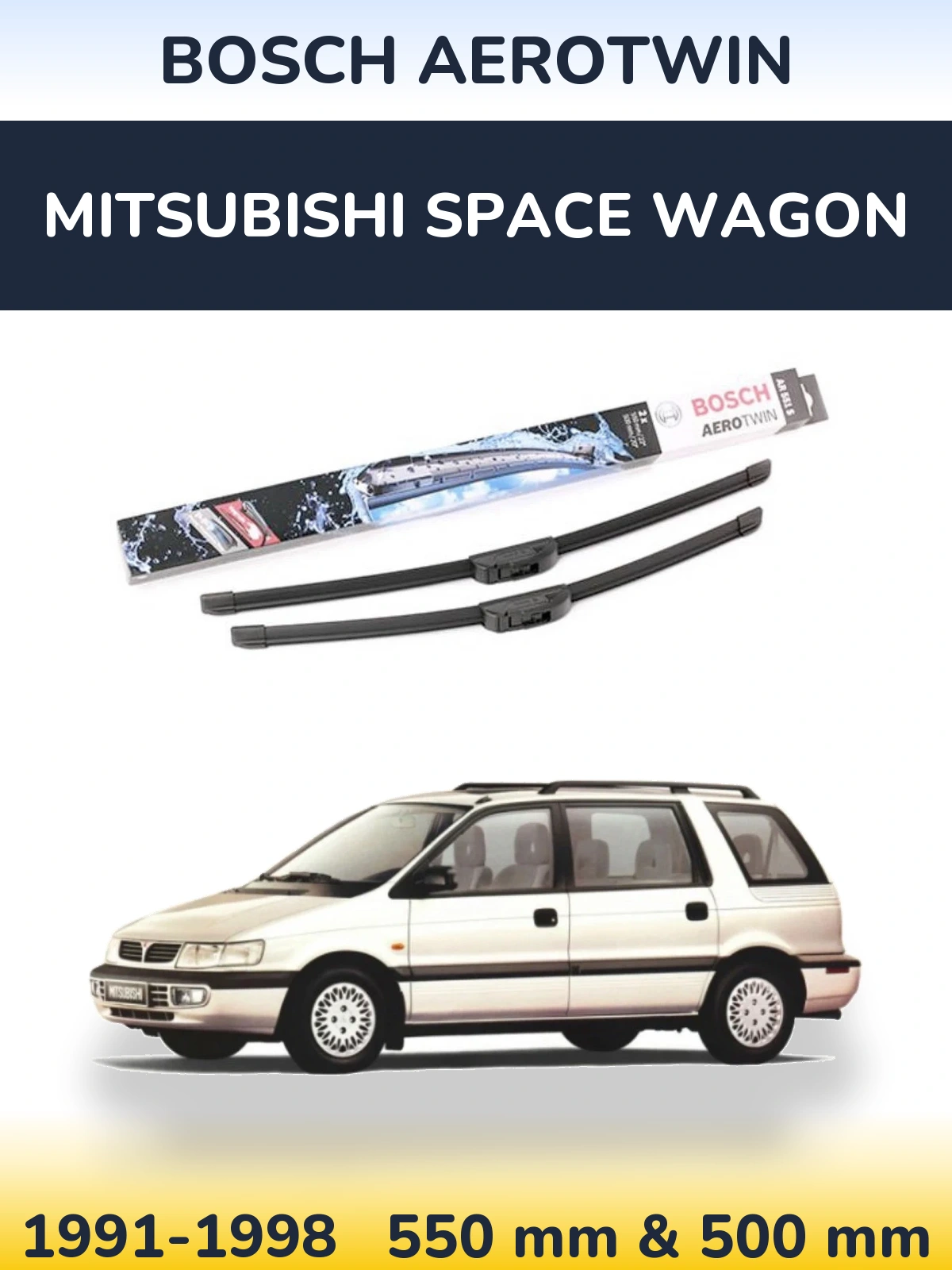 Sada předních stěračů BOSCH AeroTwin 550 a 500 mm pro Mitsubishi Space Wagon 1991-1998