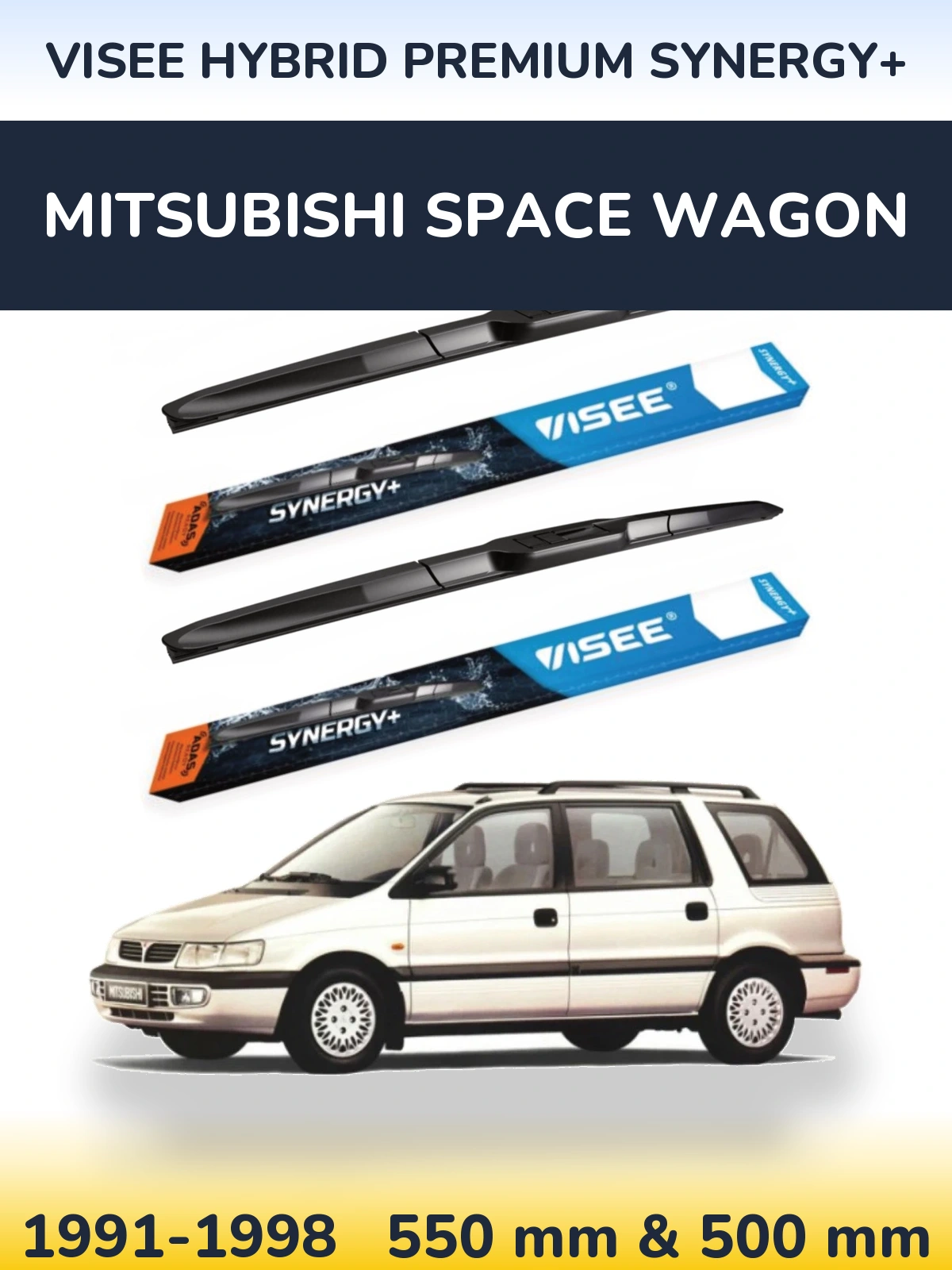Sada předních stěračů VISEE HYBRID PREMIUM SYNERGY+ 550 a 500 mm pro Mitsubishi Space Wagon 1991-1998