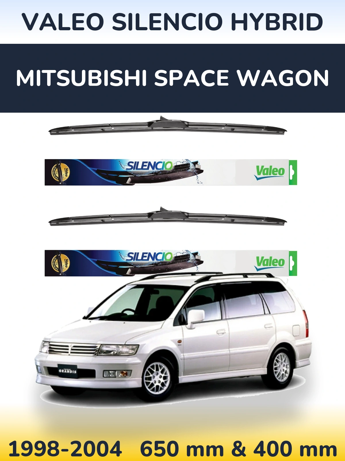 Комплект передніх щіток Valeo Silencio Hybrid 650 & 400 мм для Mitsubishi Space Wagon 1998-2004
