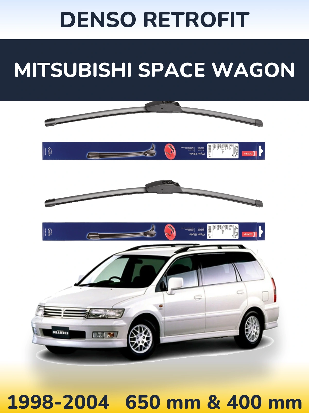 Sada předních stěračů Denso Retrofit 650 a 400 mm pro Mitsubishi Space Wagon 1998-2004