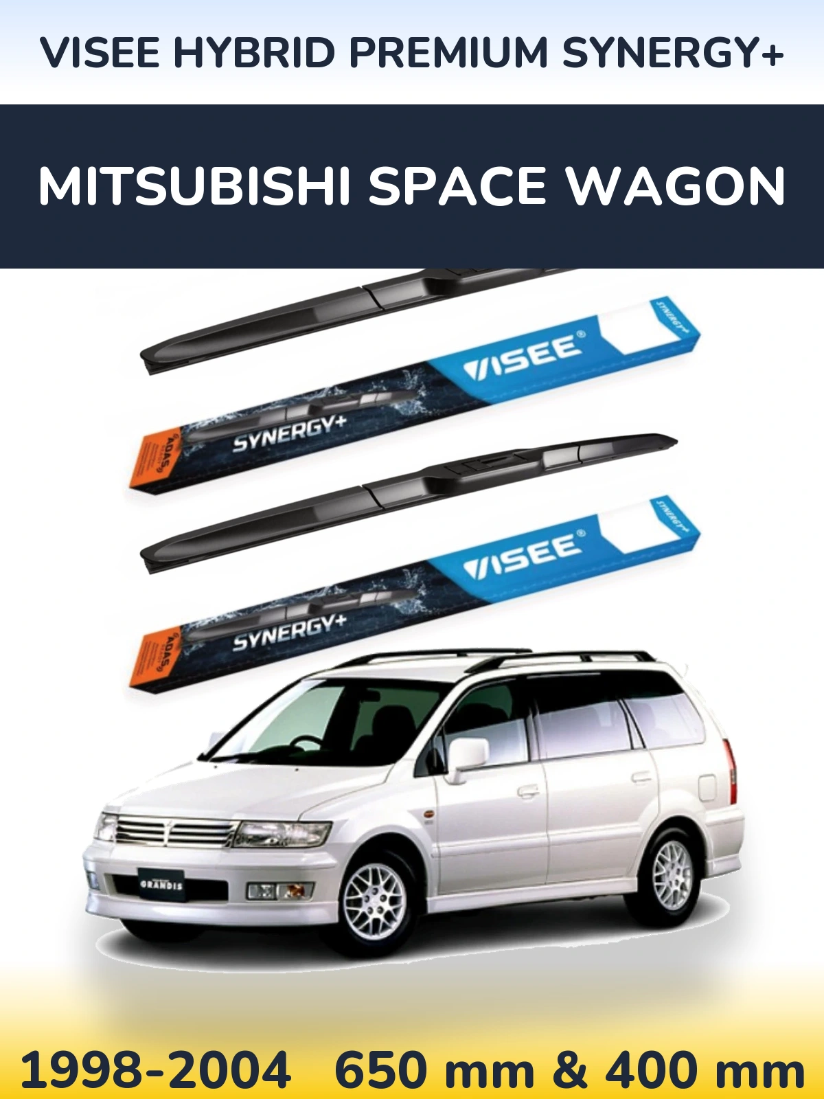 Sada předních stěračů VISEE HYBRID PREMIUM SYNERGY+ 650 a 400 mm pro Mitsubishi Space Wagon 1998-2004