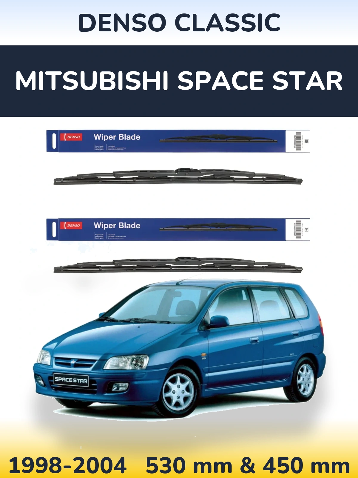 Sada předních stěračů Denso Classic 530 a 450 mm pro Mitsubishi Space Star 1998-2004