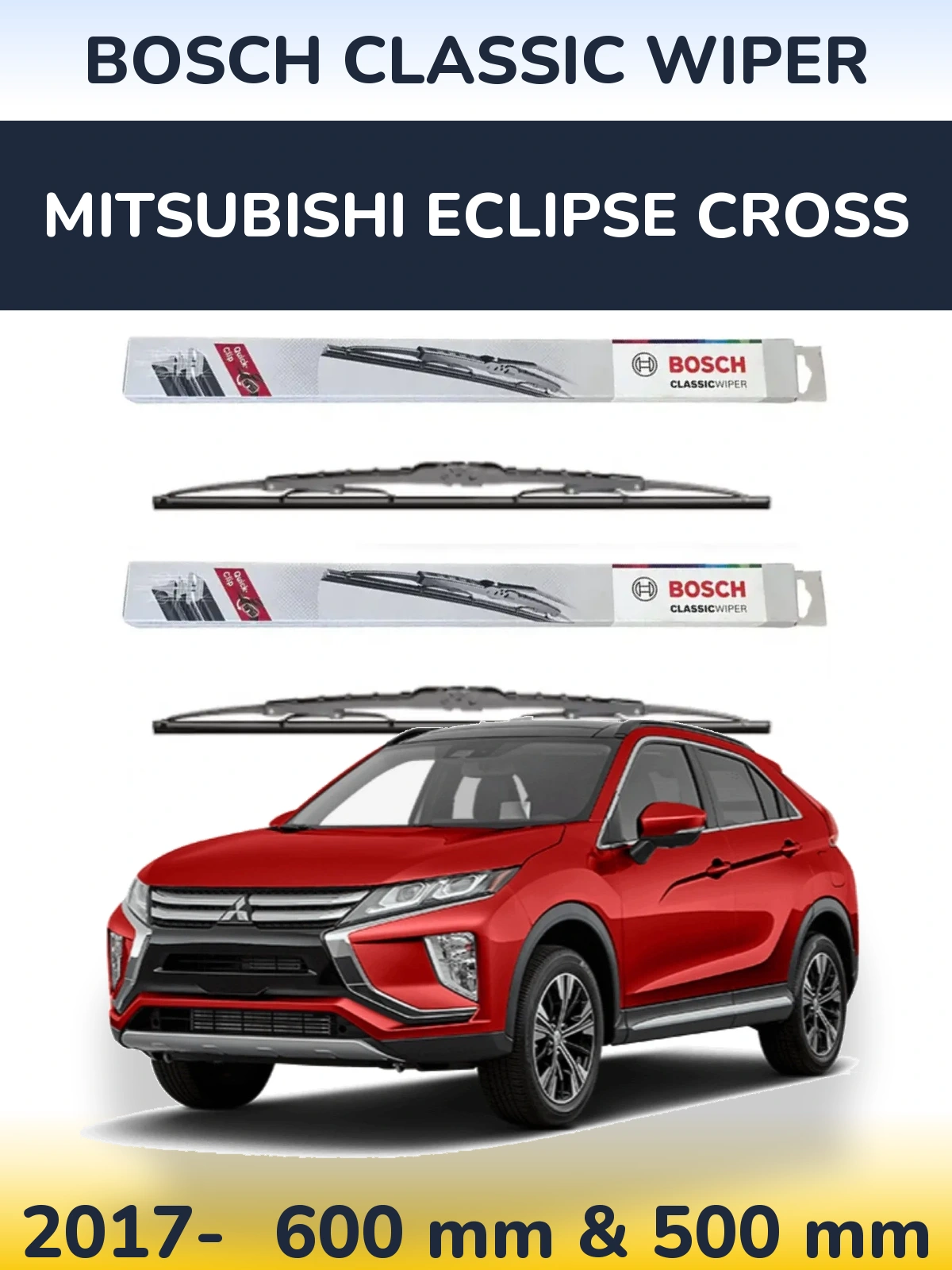 Sada předních stěračů BOSCH Classic Wiper 600 a 500 mm pro Mitsubishi Eclipse Cross 2017-2026