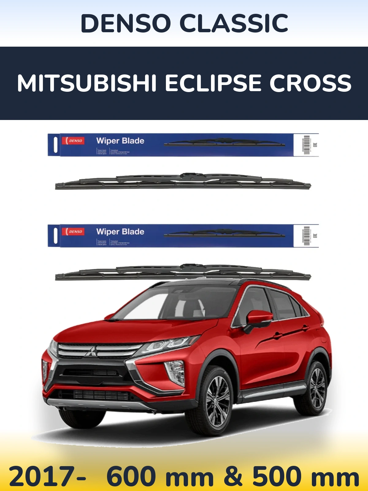 Sada předních stěračů Denso Classic 600 a 500 mm pro Mitsubishi Eclipse Cross 2017-2026