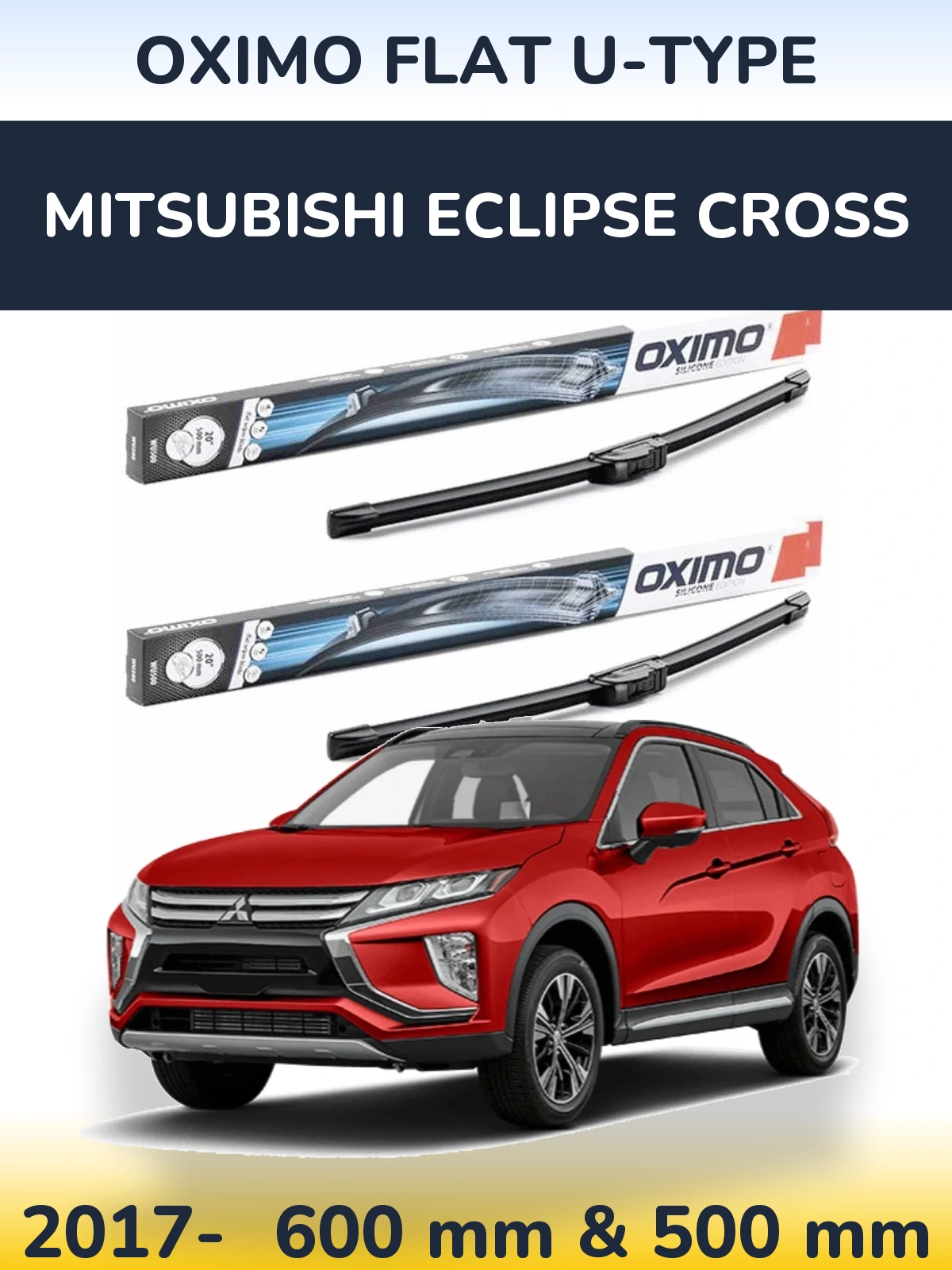 Sada předních stěračů Oximo Flat U-type 600 a 500 mm pro Mitsubishi Eclipse Cross 2017-2026