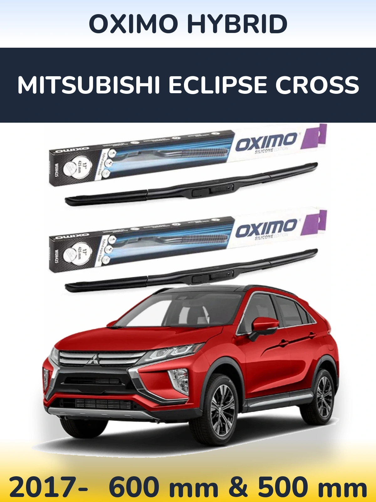 Sada předních stěračů Oximo Hybrid 600 a 500 mm pro Mitsubishi Eclipse Cross 2017-2026