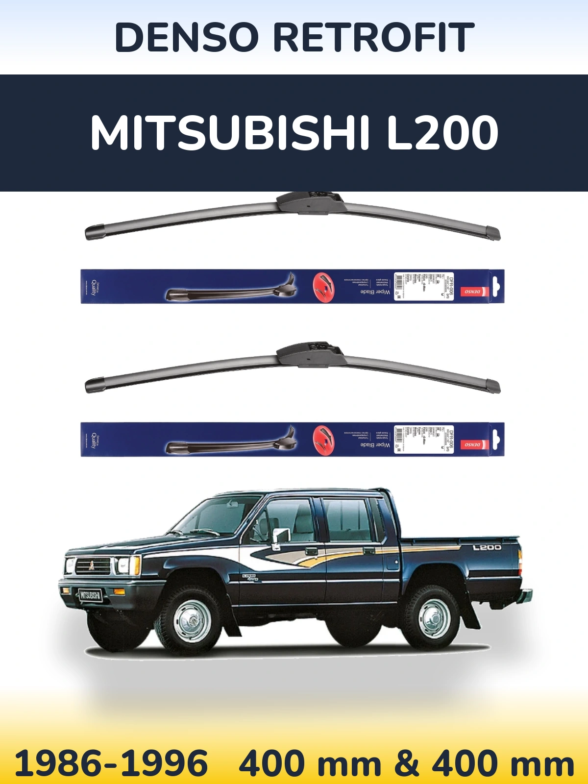 Sada předních stěračů Denso Retrofit 400 a 400 mm pro Mitsubishi L200 1986-1996