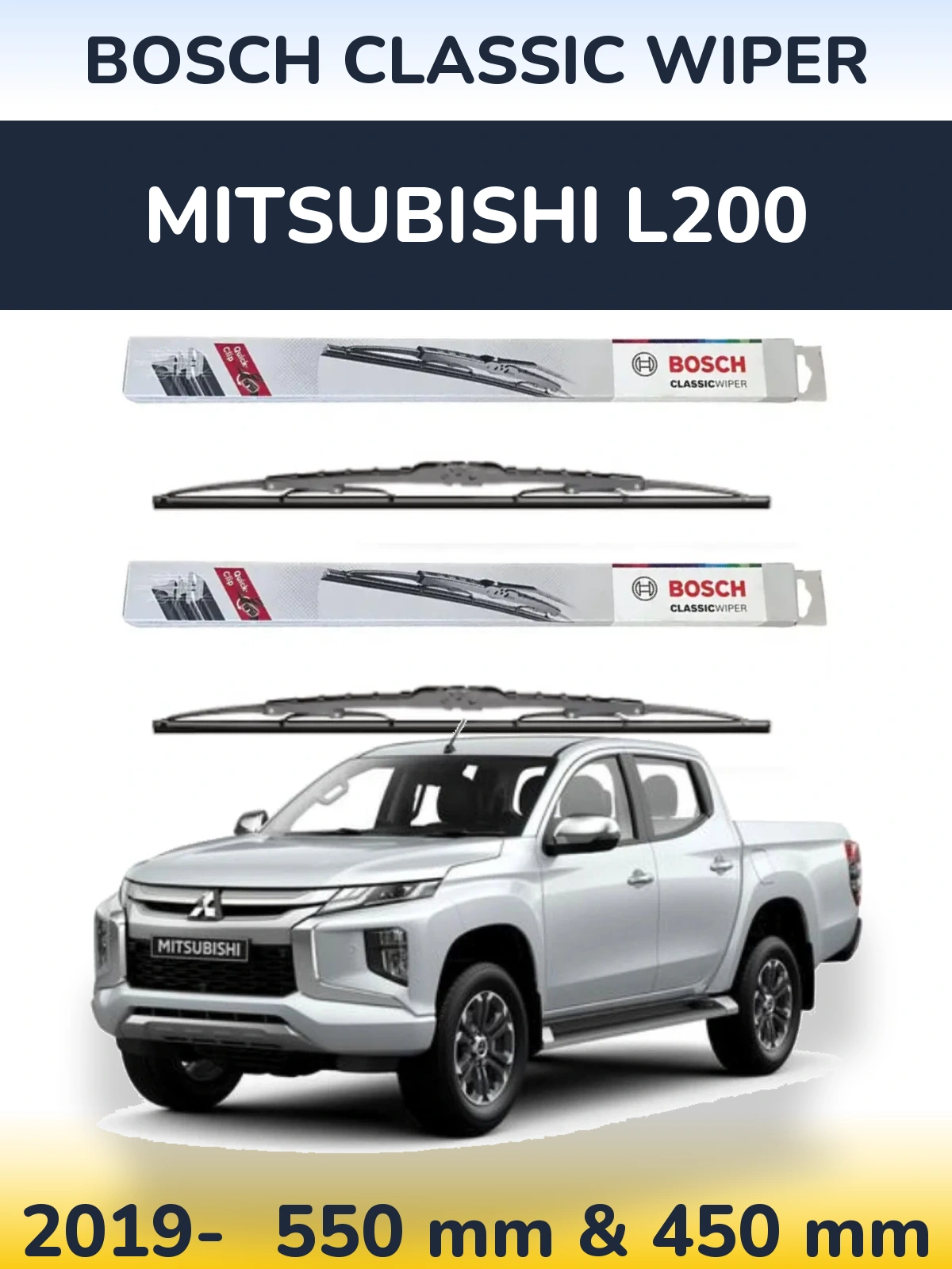 Sada předních stěračů BOSCH Classic Wiper 550 a 450 mm pro Mitsubishi L200 2019-2026