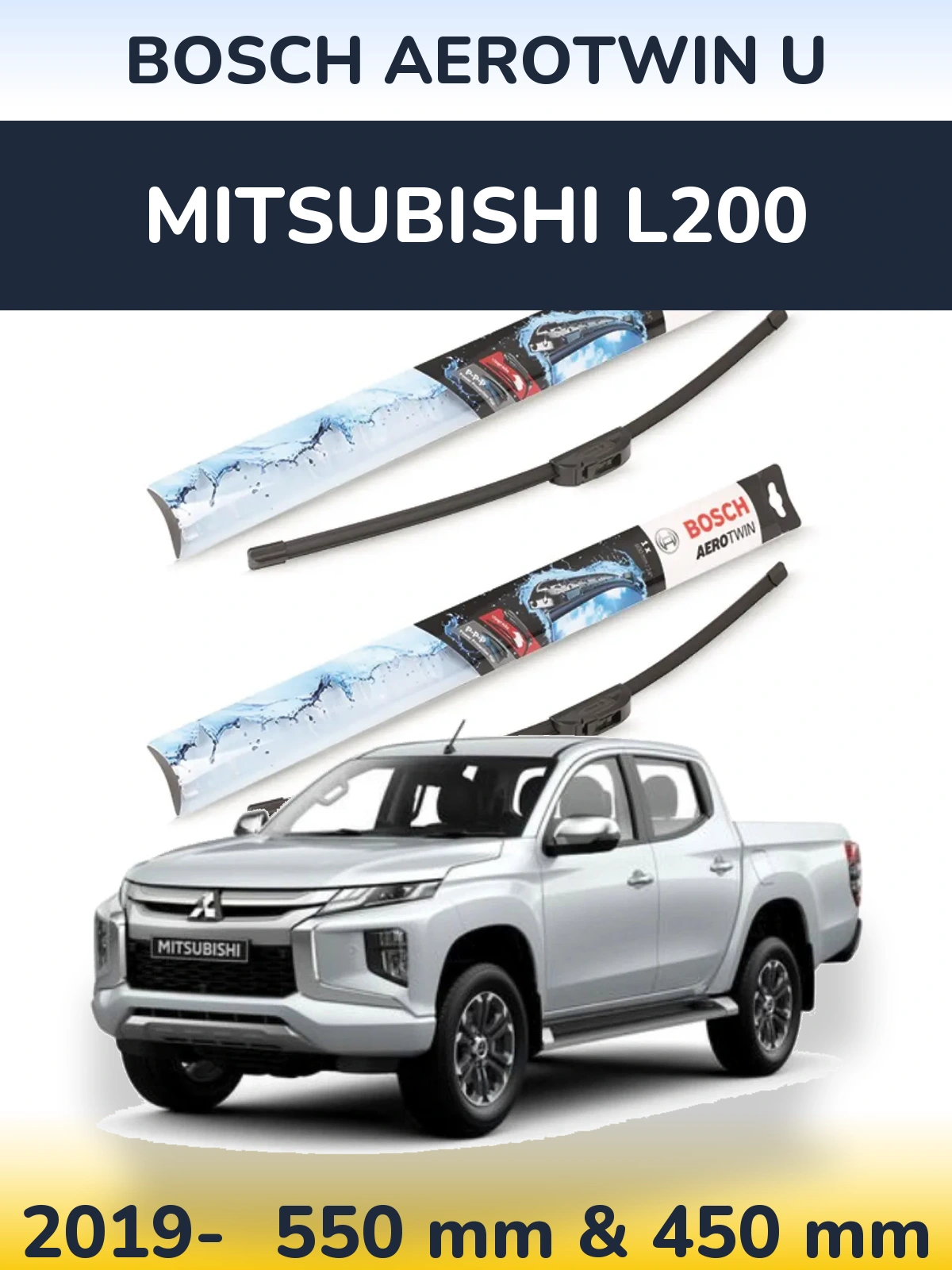Sada předních stěračů BOSCH AeroTwin U 550 a 450 mm pro Mitsubishi L200 2019-2026