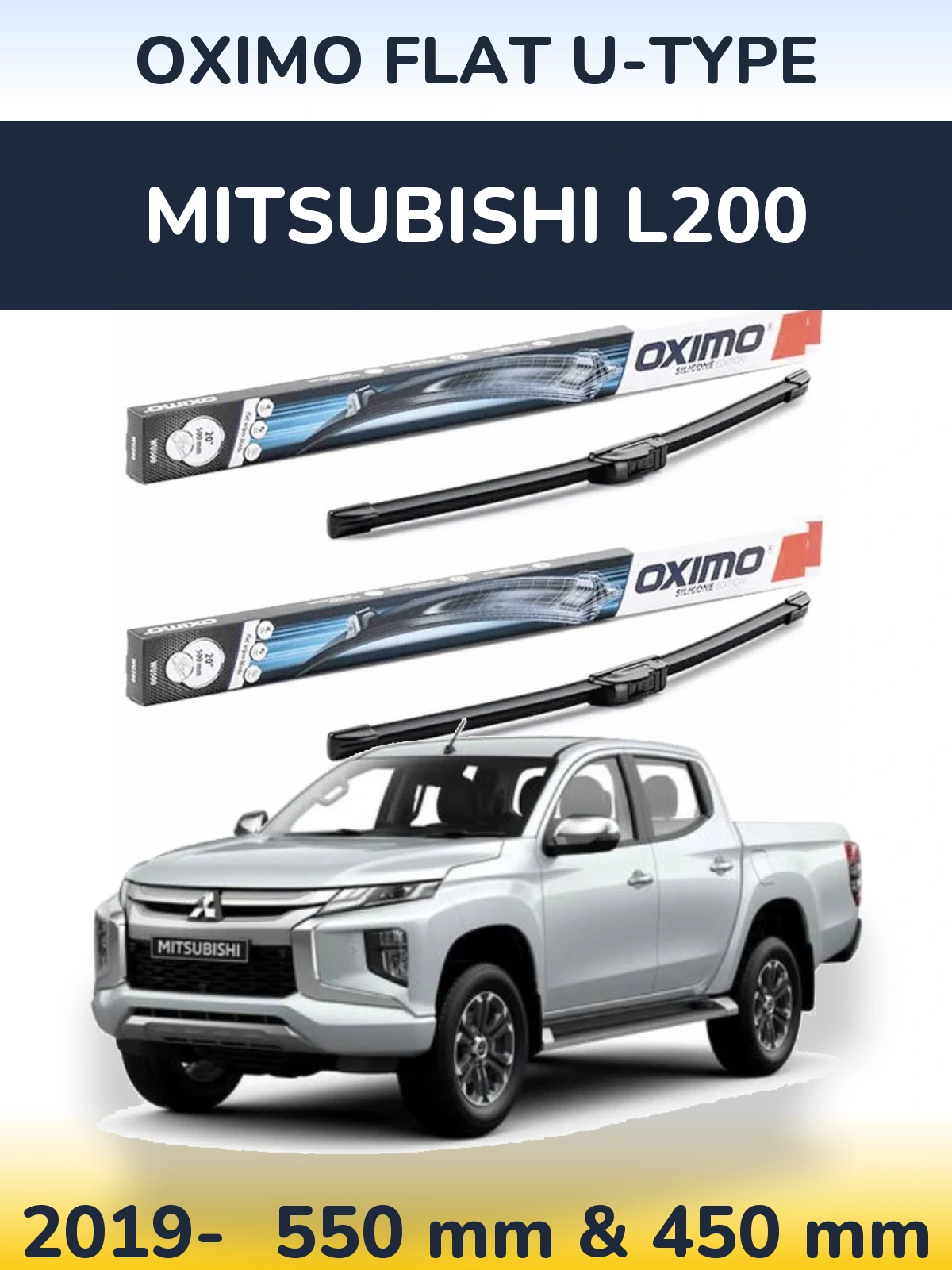 Sada předních stěračů Oximo Flat U-type 550 a 450 mm pro Mitsubishi L200 2019-2026