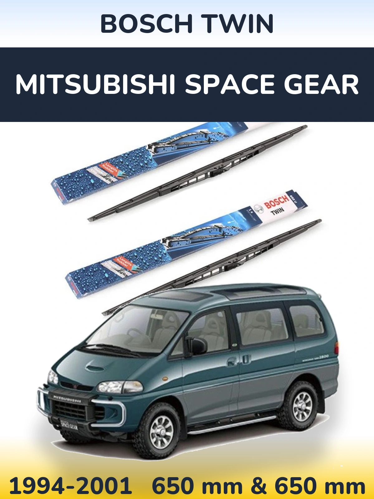 Sada předních stěračů BOSCH Twin 650 a 650 mm pro Mitsubishi Space Gear 1994-2001