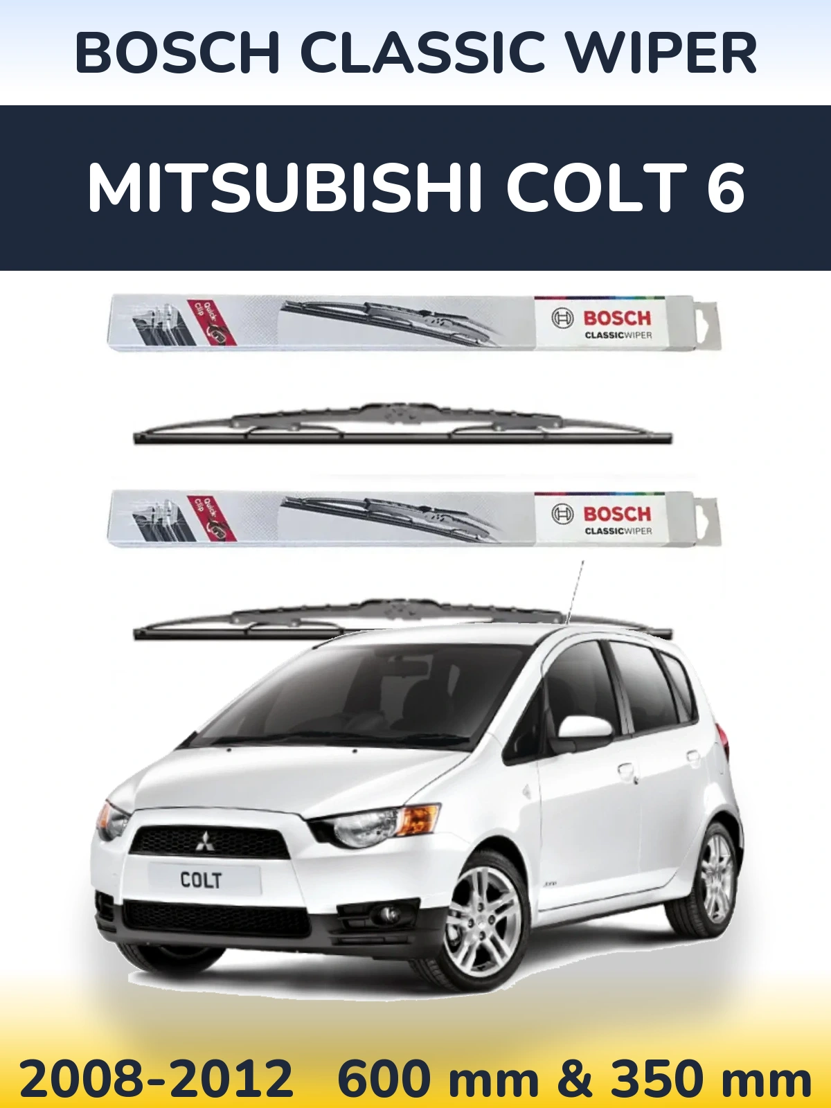 Sada předních stěračů BOSCH Classic Wiper 600 a 340 mm pro Mitsubishi Colt 6 2008-2012