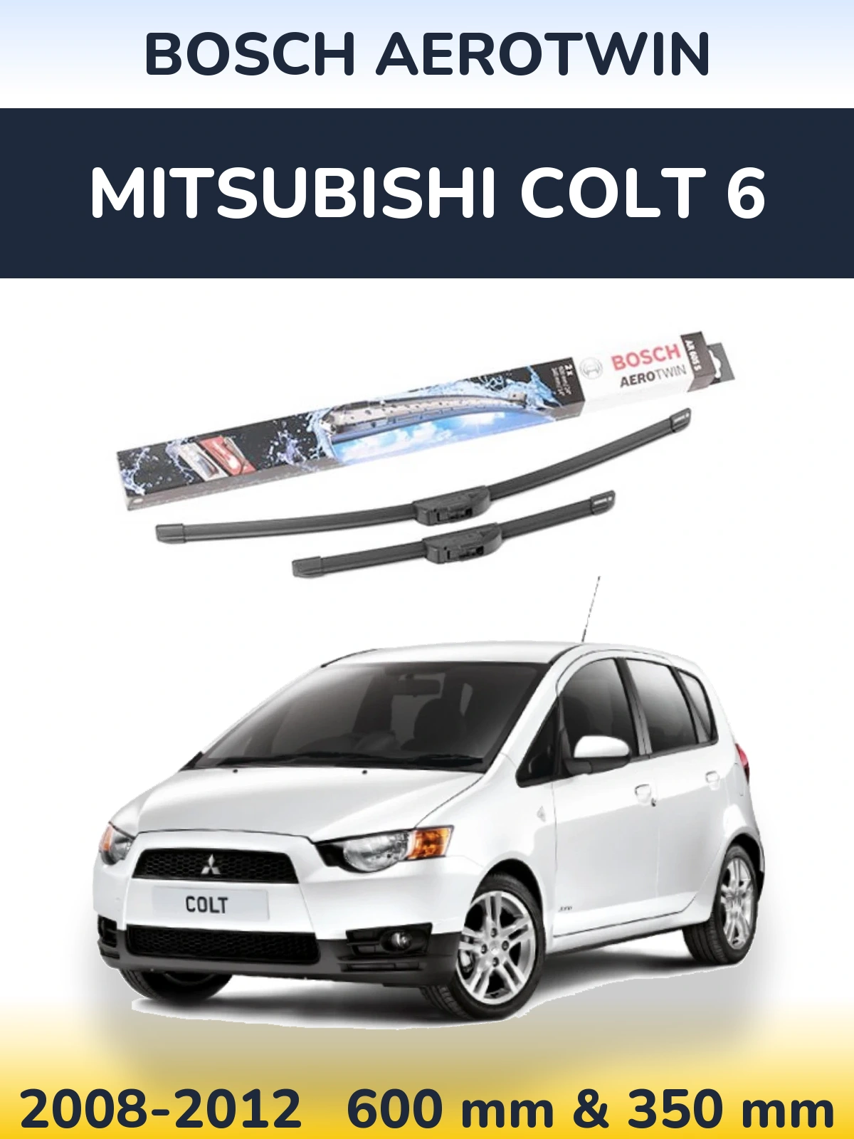Sada předních stěračů BOSCH AeroTwin 600 a 350 mm pro Mitsubishi Colt 6 2008-2012