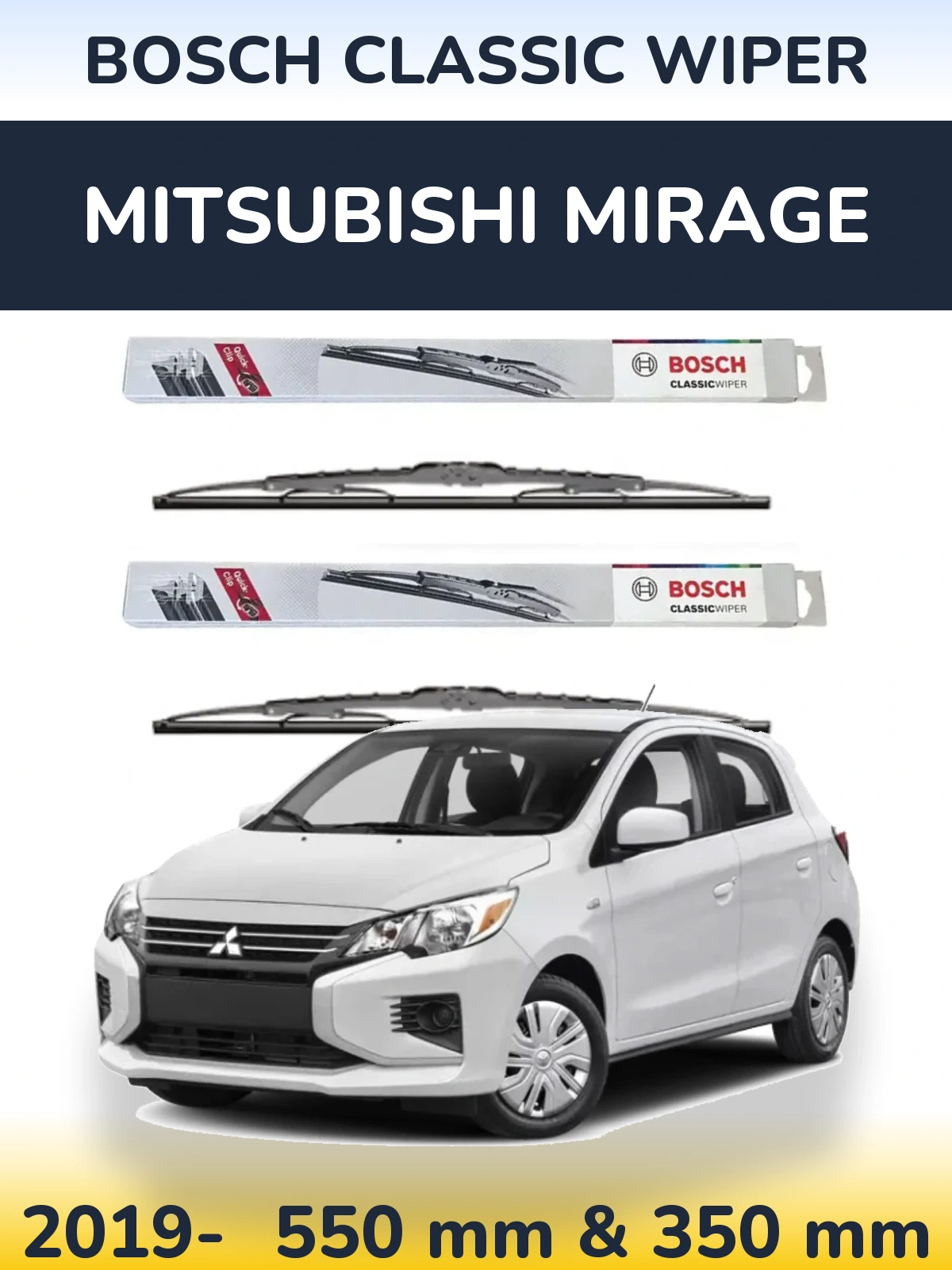 Sada předních stěračů BOSCH Classic Wiper 550 a 340 mm pro Mitsubishi Mirage 2019-2026