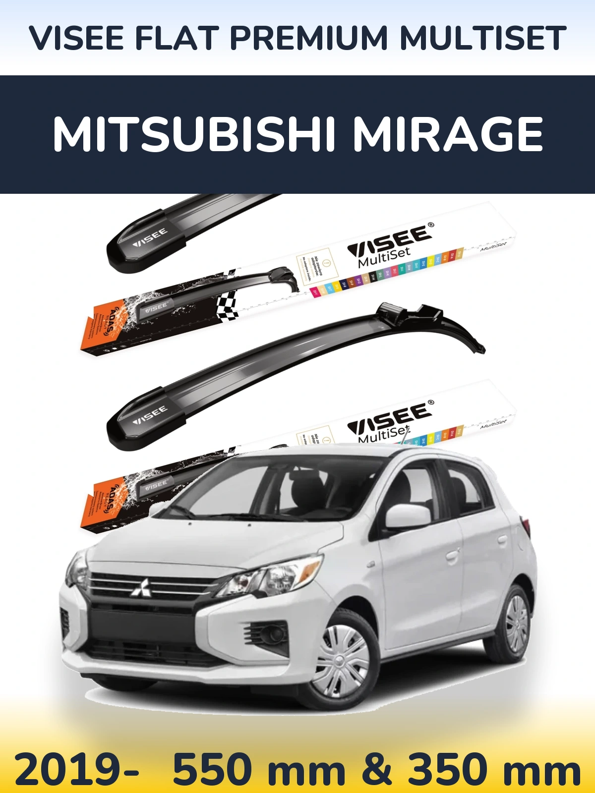 Sada předních stěračů VISEE FLAT PREMIUM MultiSet 550 a 350 mm pro Mitsubishi Mirage 2019-2026