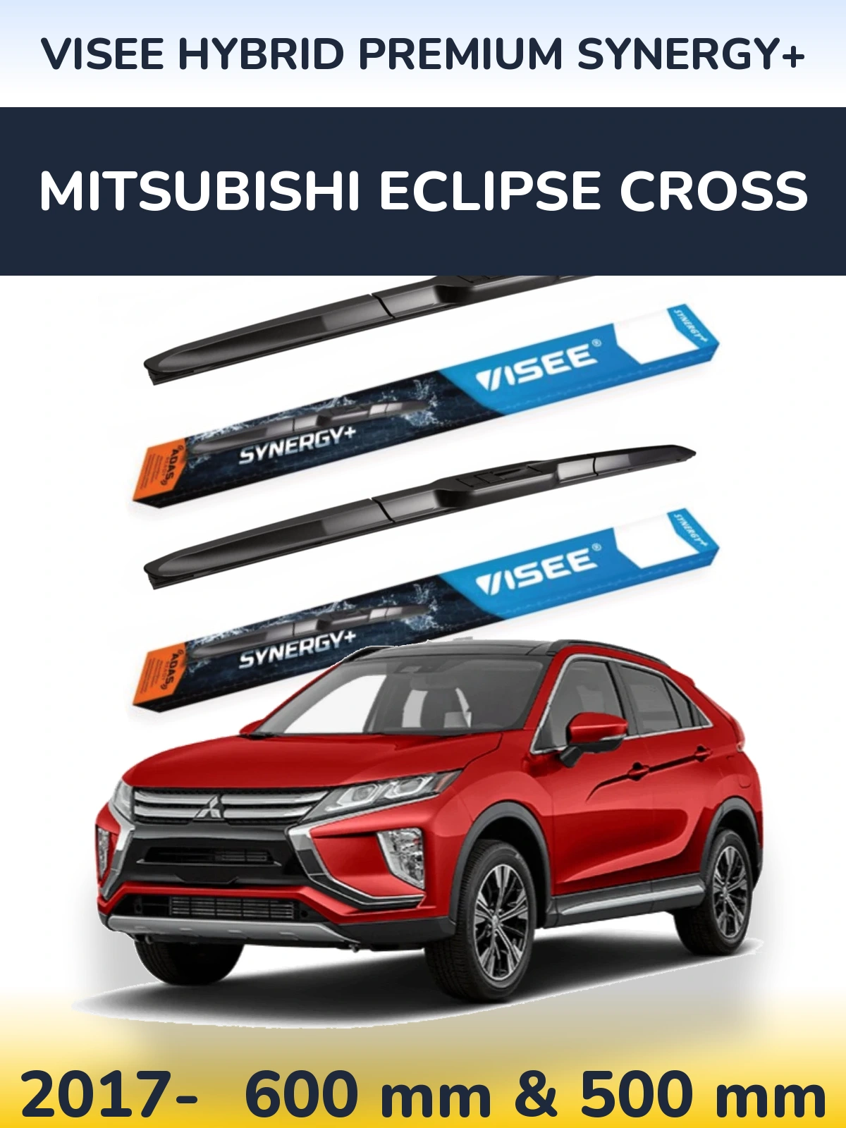 Sada předních stěračů VISEE HYBRID PREMIUM SYNERGY+ 600 a 500 mm pro Mitsubishi Eclipse Cross 2017-2026