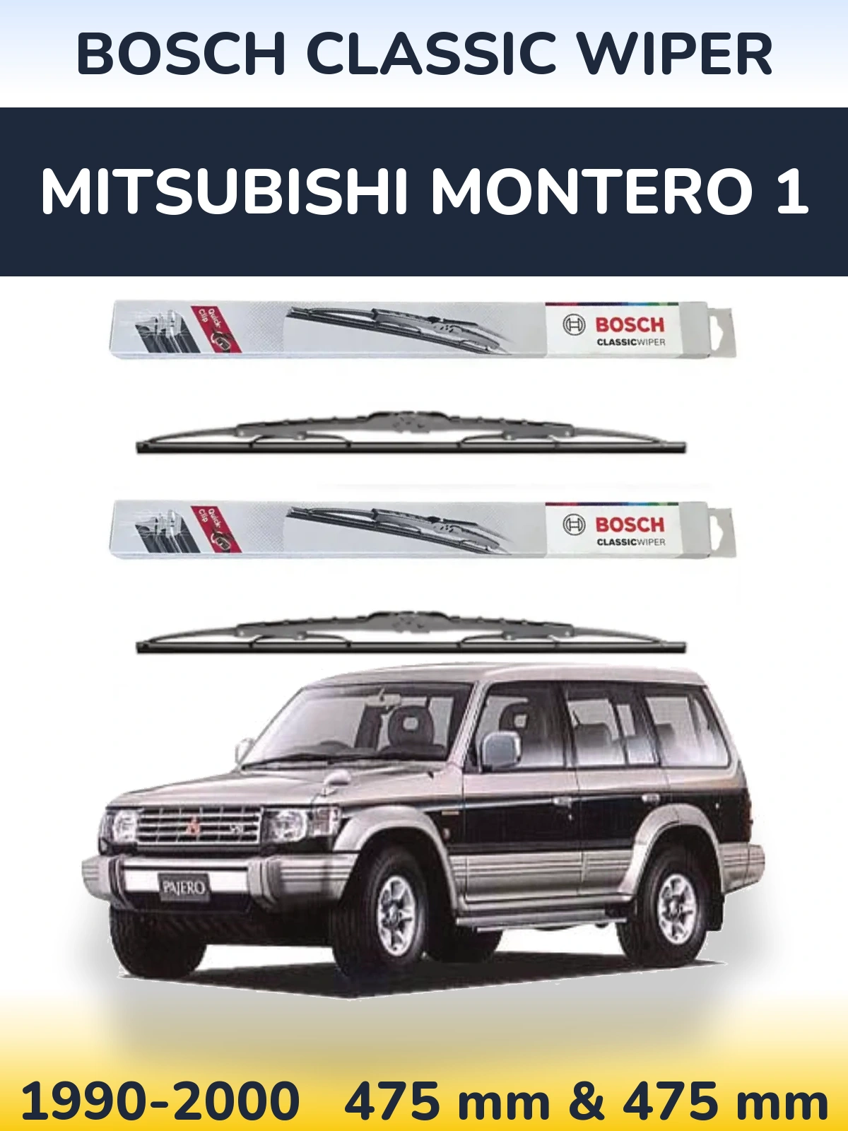 Sada předních stěračů BOSCH Classic Wiper 475 a 475 mm pro Mitsubishi Montero 1 1990-2000