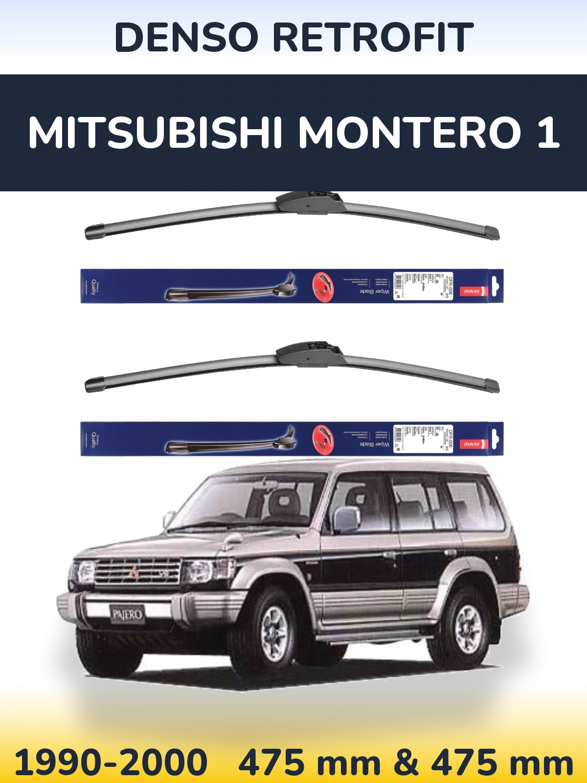 Sada předních stěračů Denso Retrofit 475 a 475 mm pro Mitsubishi Montero 1 1990-2000