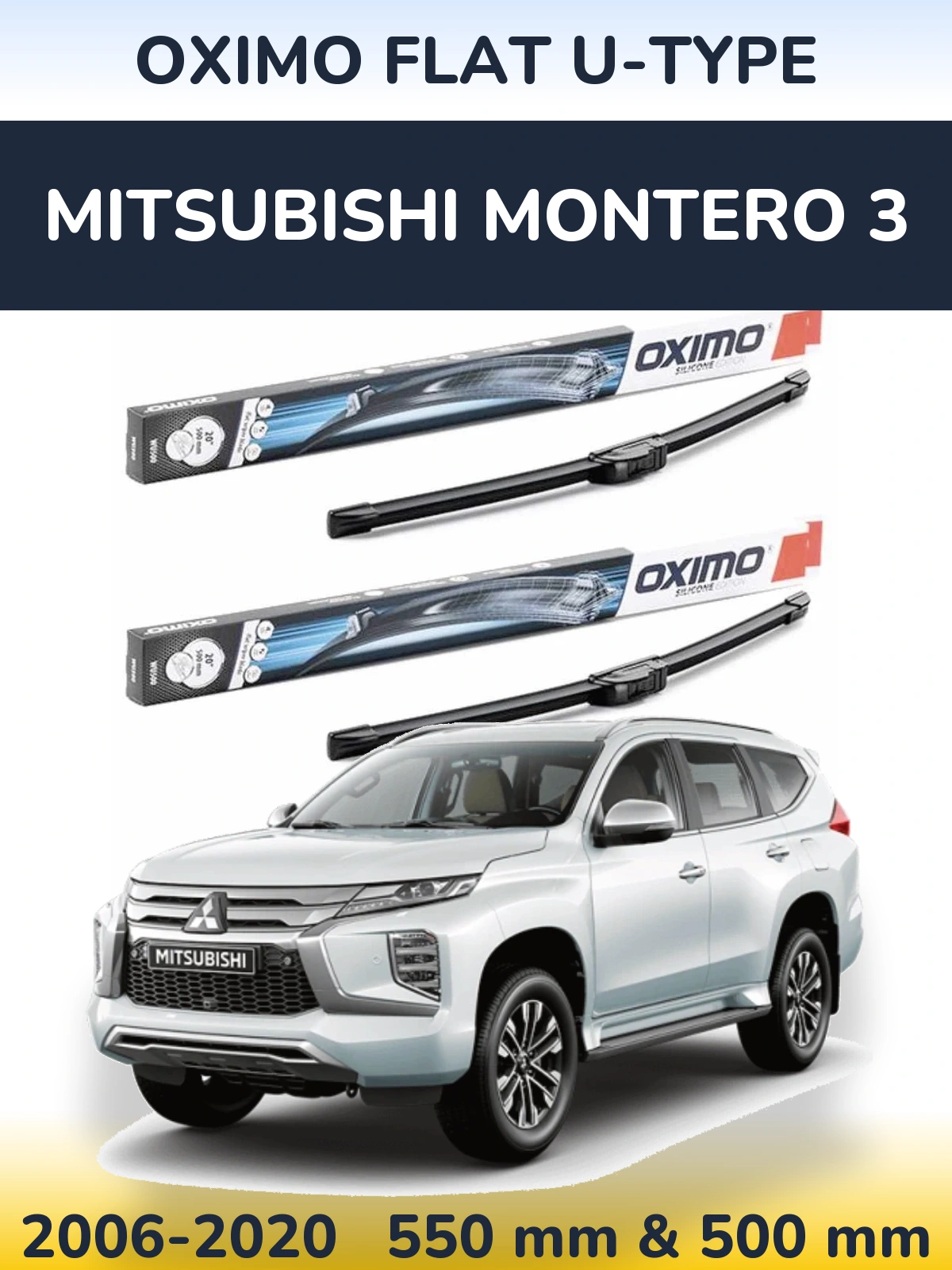 Sada předních stěračů Oximo Flat U-type 550 a 500 mm pro Mitsubishi Montero 3 2006-2020