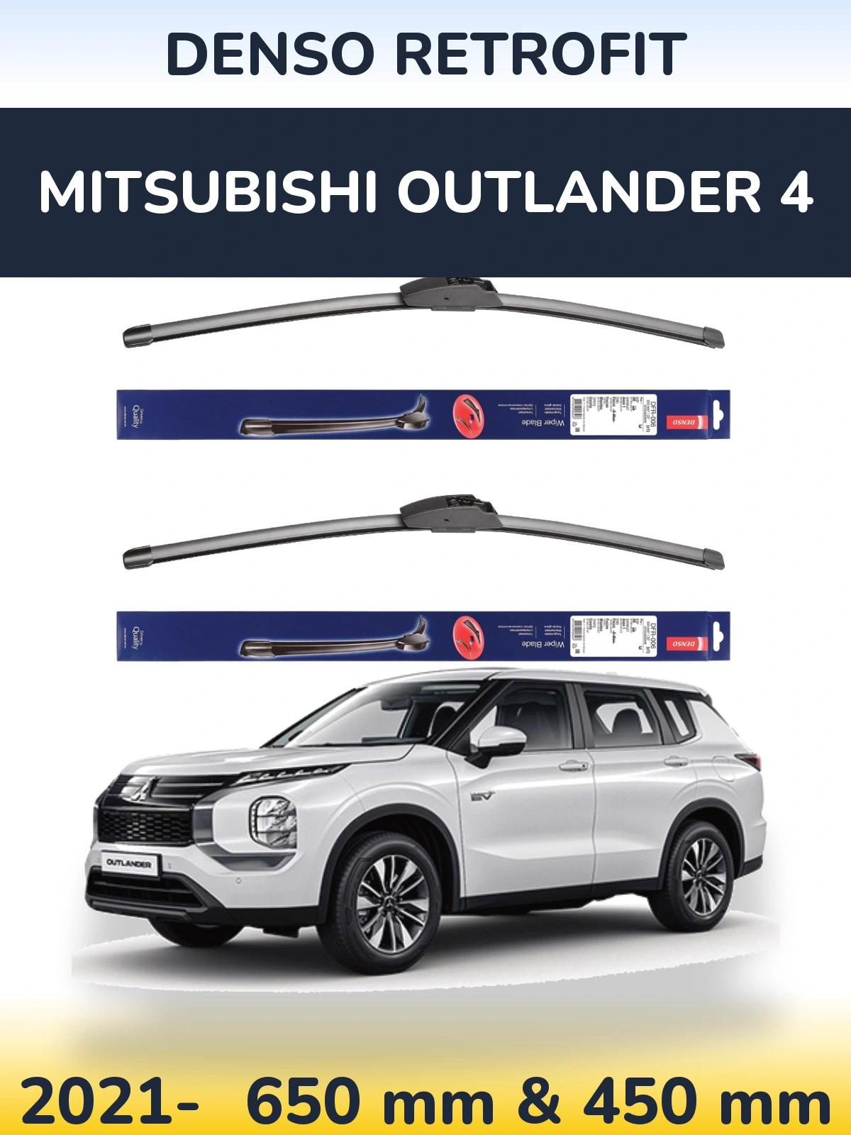 Sada předních stěračů Denso Retrofit 650 a 450 mm pro Mitsubishi Outlander 4 2021-2026