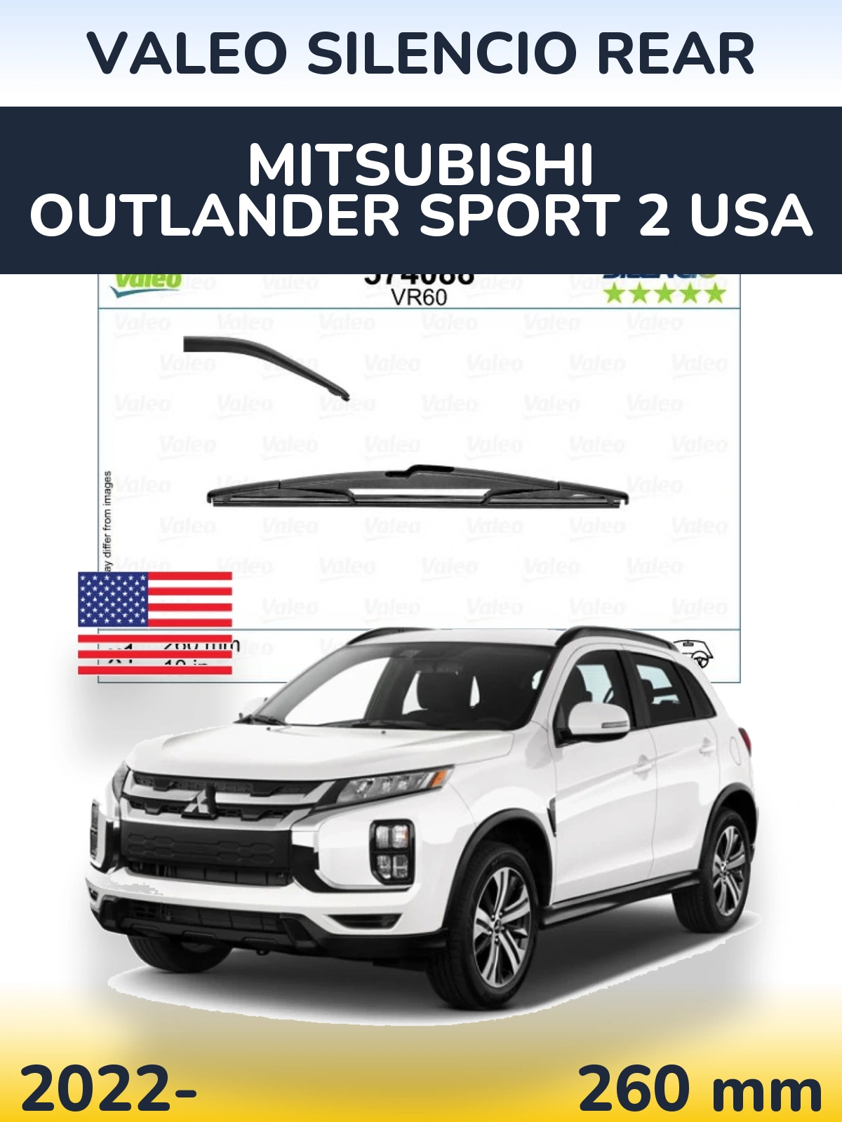 Zadní stěrač Valeo Silencio Rear 260 mm pro Mitsubishi Outlander Sport 2 USA 2022-2026