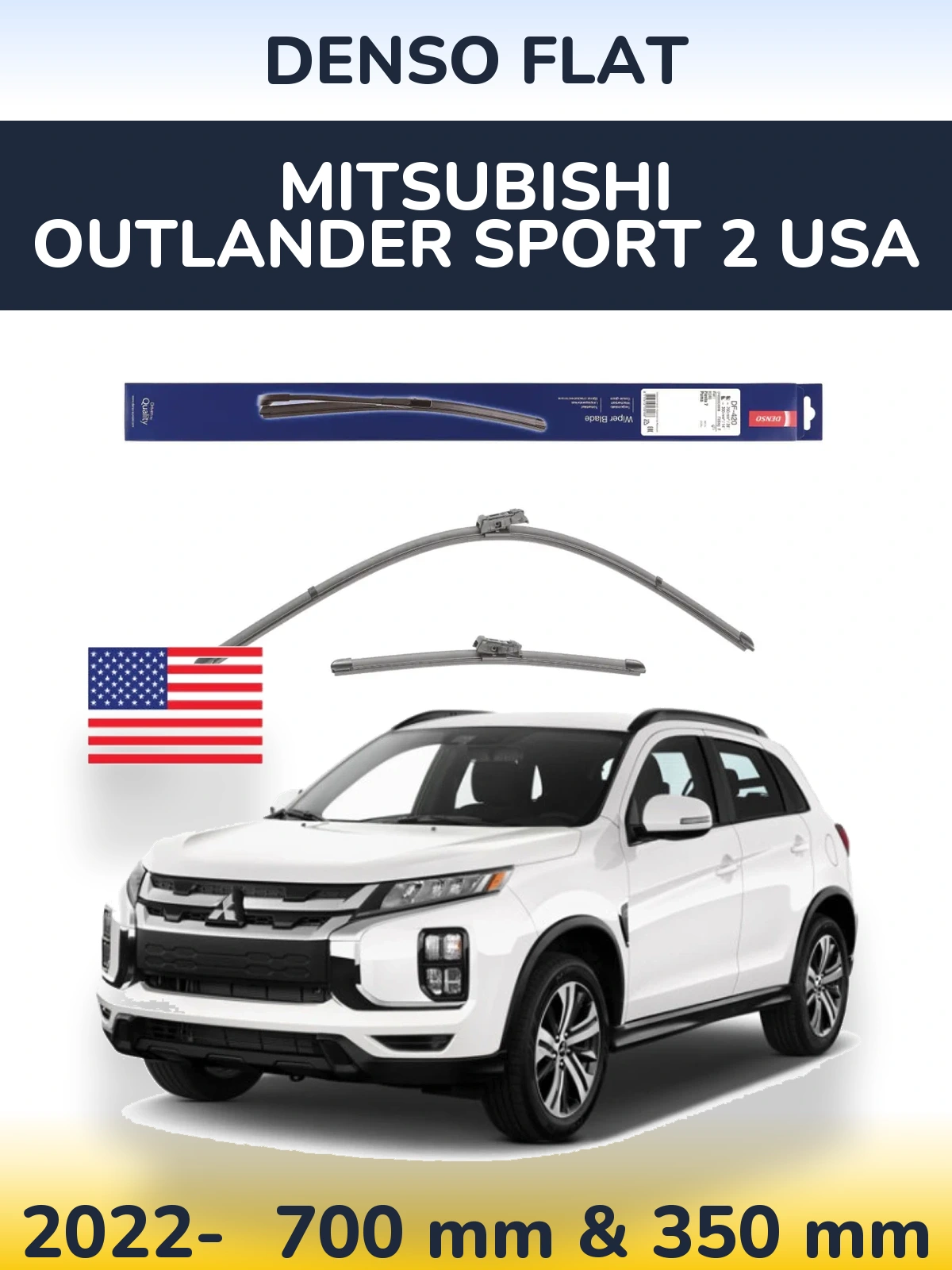 Sada předních stěračů Denso Flat 700 a 350 mm pro Mitsubishi Outlander Sport 2 USA 2022-2026