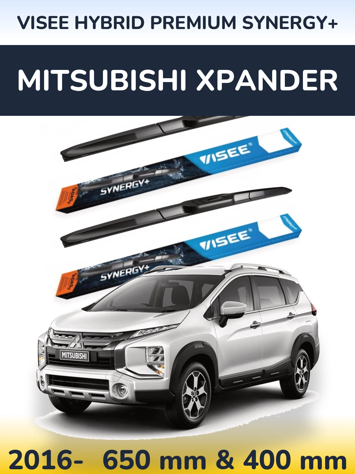 Комплект передніх щіток VISEE HYBRID PREMIUM SYNERGY+ 650 & 400 мм для Mitsubishi Xpander 2016-2026