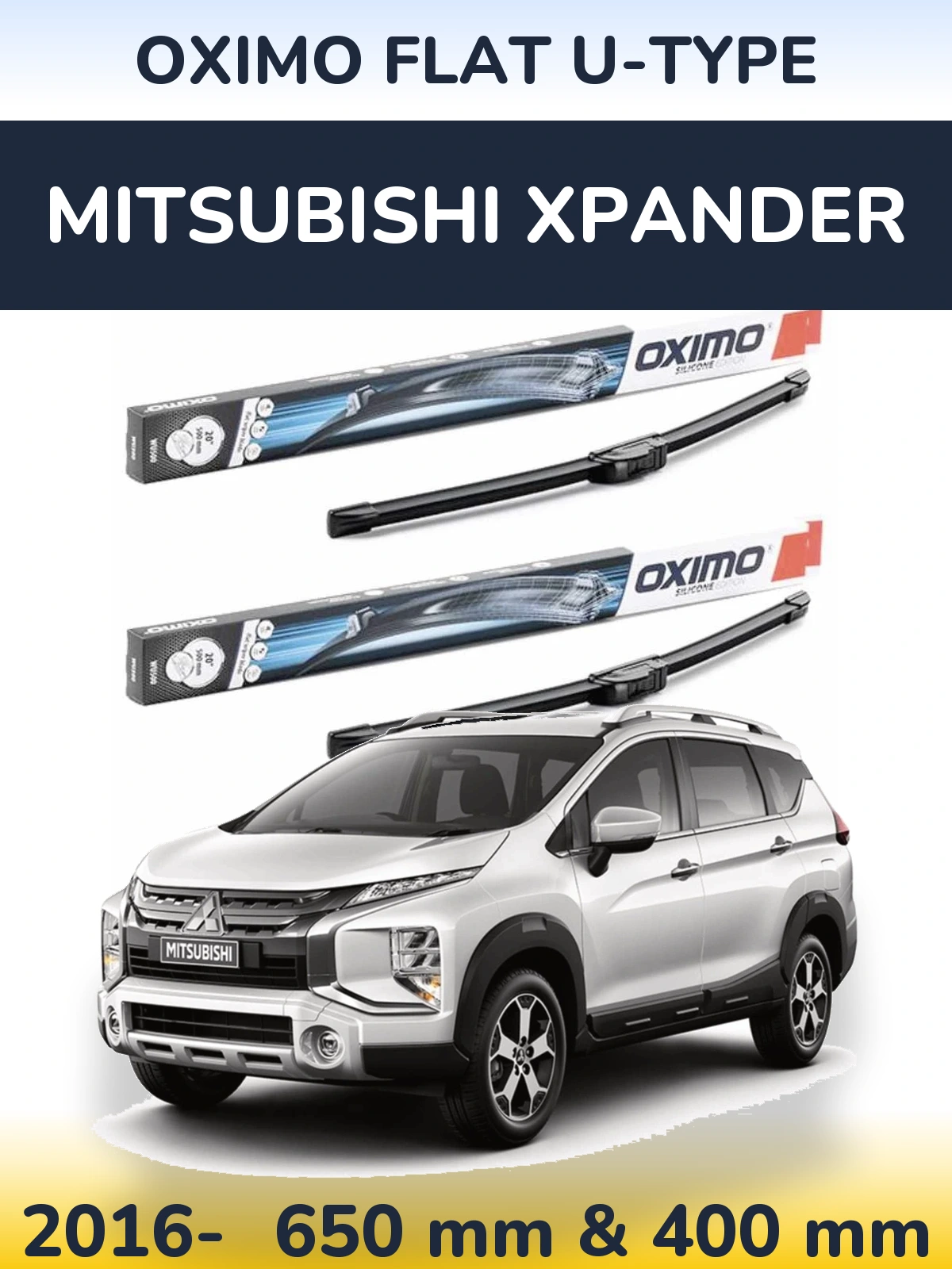 Sada předních stěračů Oximo Flat U-type 650 a 400 mm pro Mitsubishi Xpander 2016-2026