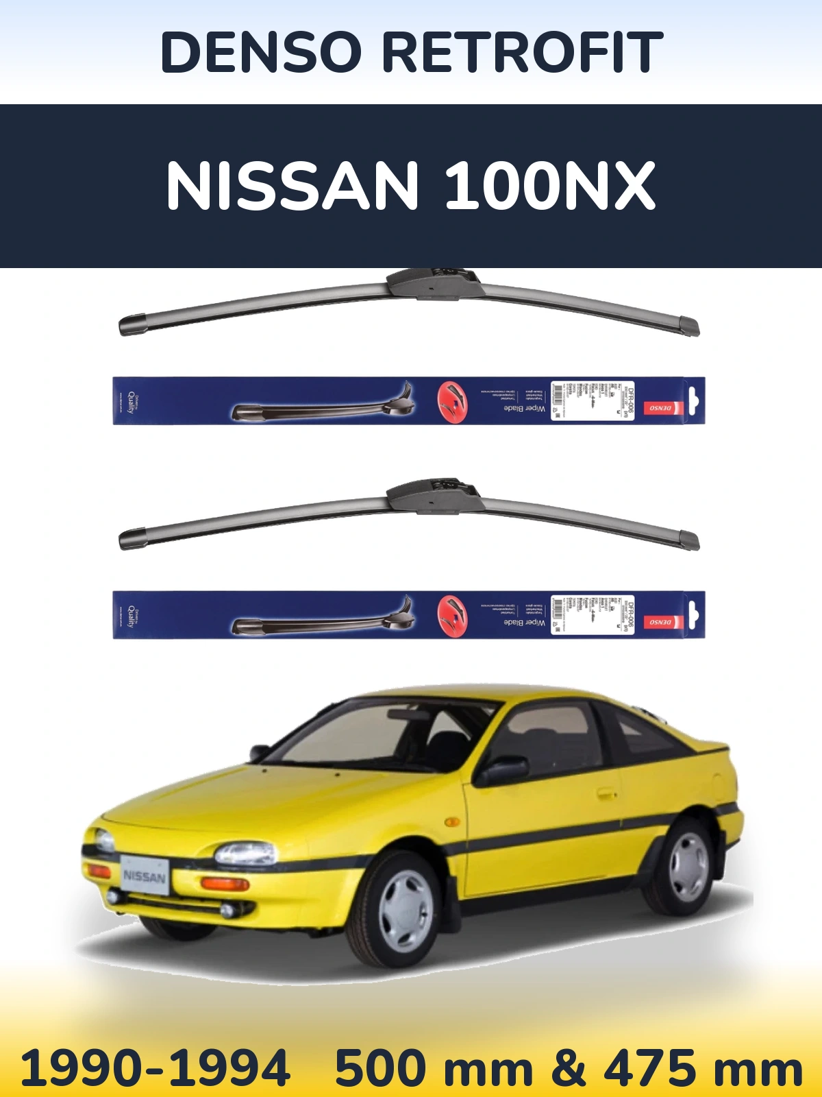 Sada předních stěračů Denso Retrofit 500 a 475 mm pro Nissan 100NX 1990-1994