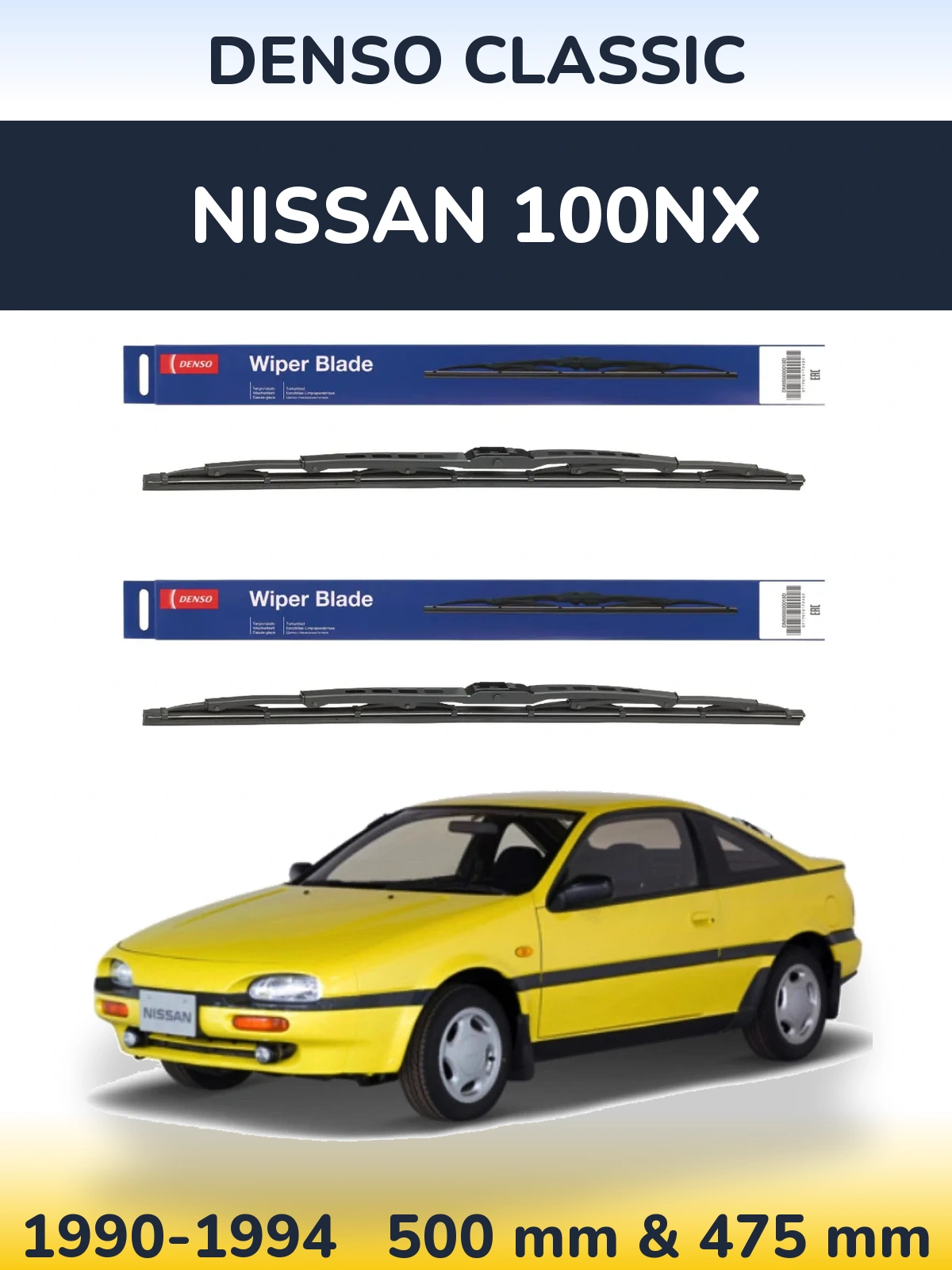 Sada předních stěračů Denso Classic 500 a 475 mm pro Nissan 100NX 1990-1994