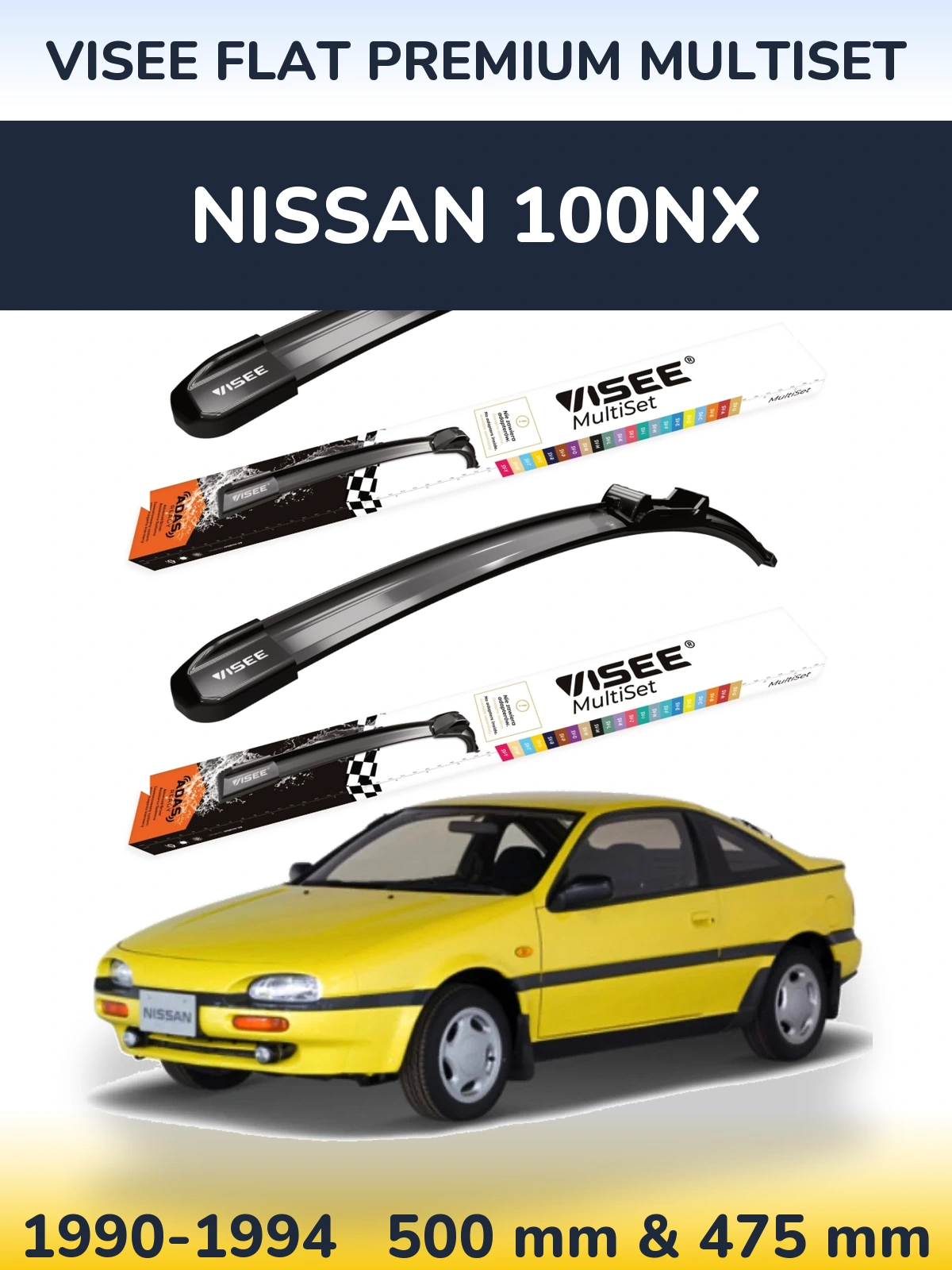 Sada předních stěračů VISEE FLAT PREMIUM MultiSet 500 a 475 mm pro Nissan 100NX 1990-1994