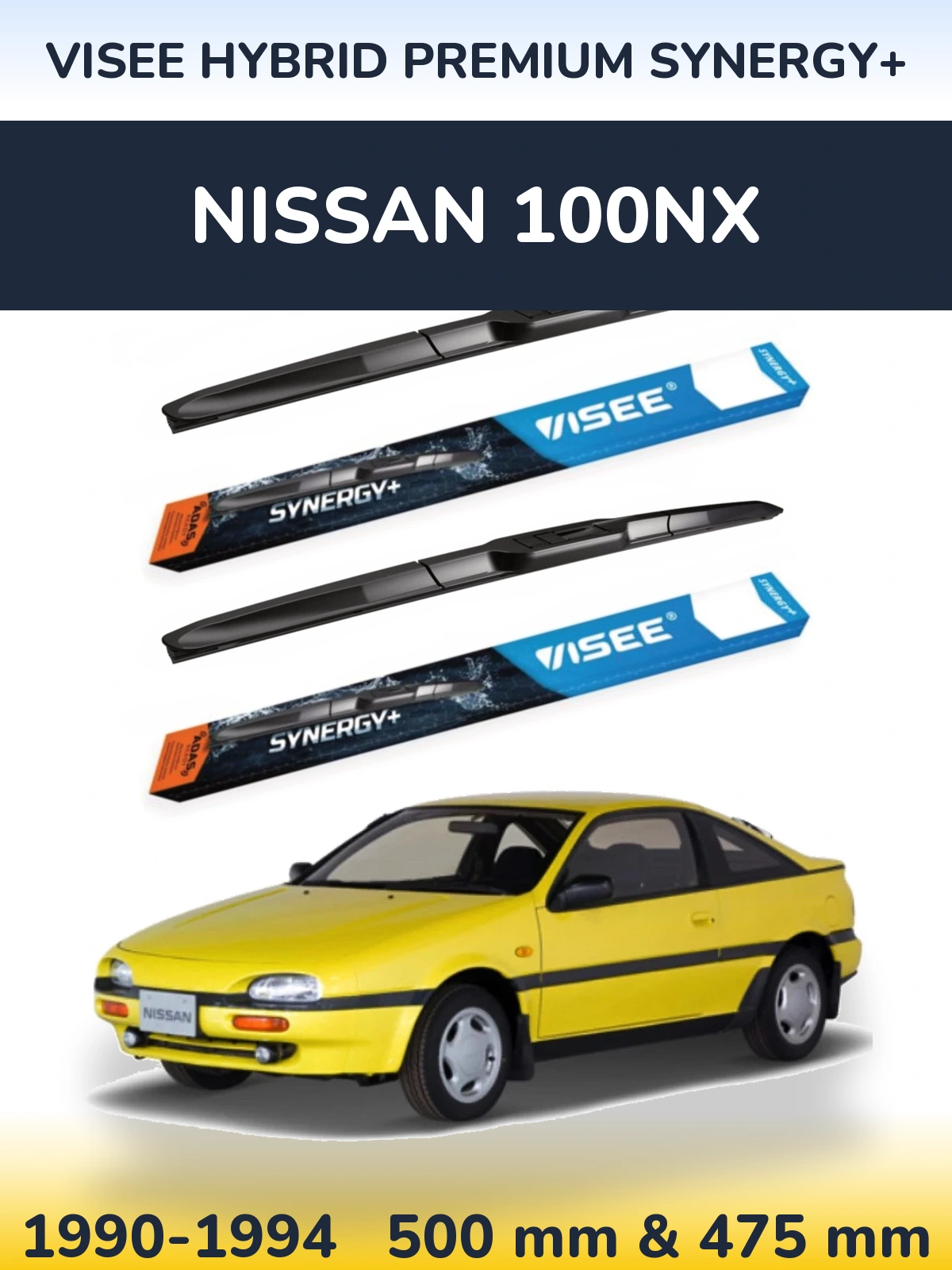 Sada předních stěračů VISEE HYBRID PREMIUM SYNERGY+ 500 a 475 mm pro Nissan 100NX 1990-1994