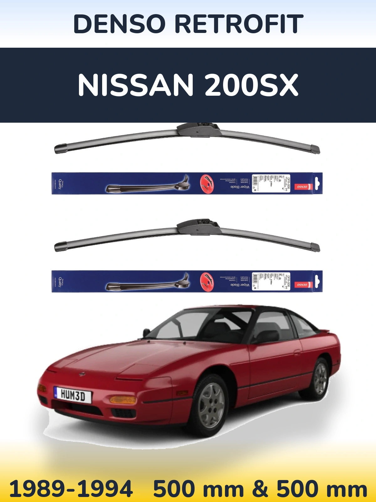 Комплект передніх щіток Denso Retrofit 500 & 500 мм для Nissan 200SX 1989-1994