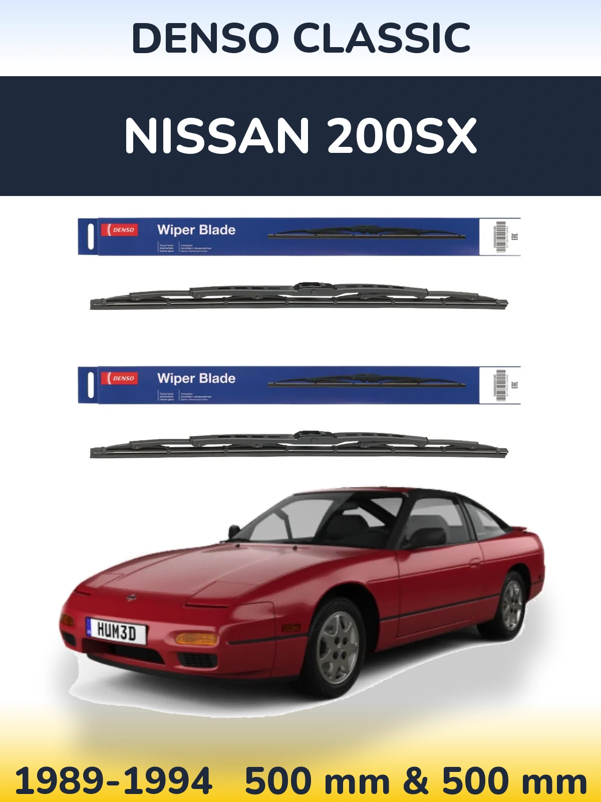 Sada předních stěračů Denso Classic 500 a 500 mm pro Nissan 200SX 1989-1994
