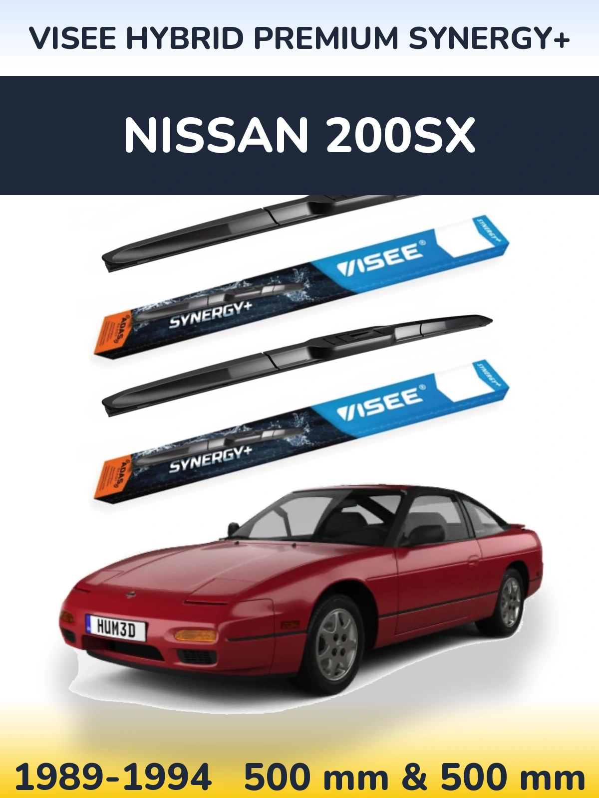 Sada předních stěračů VISEE HYBRID PREMIUM SYNERGY+ 500 a 500 mm pro Nissan 200SX 1989-1994