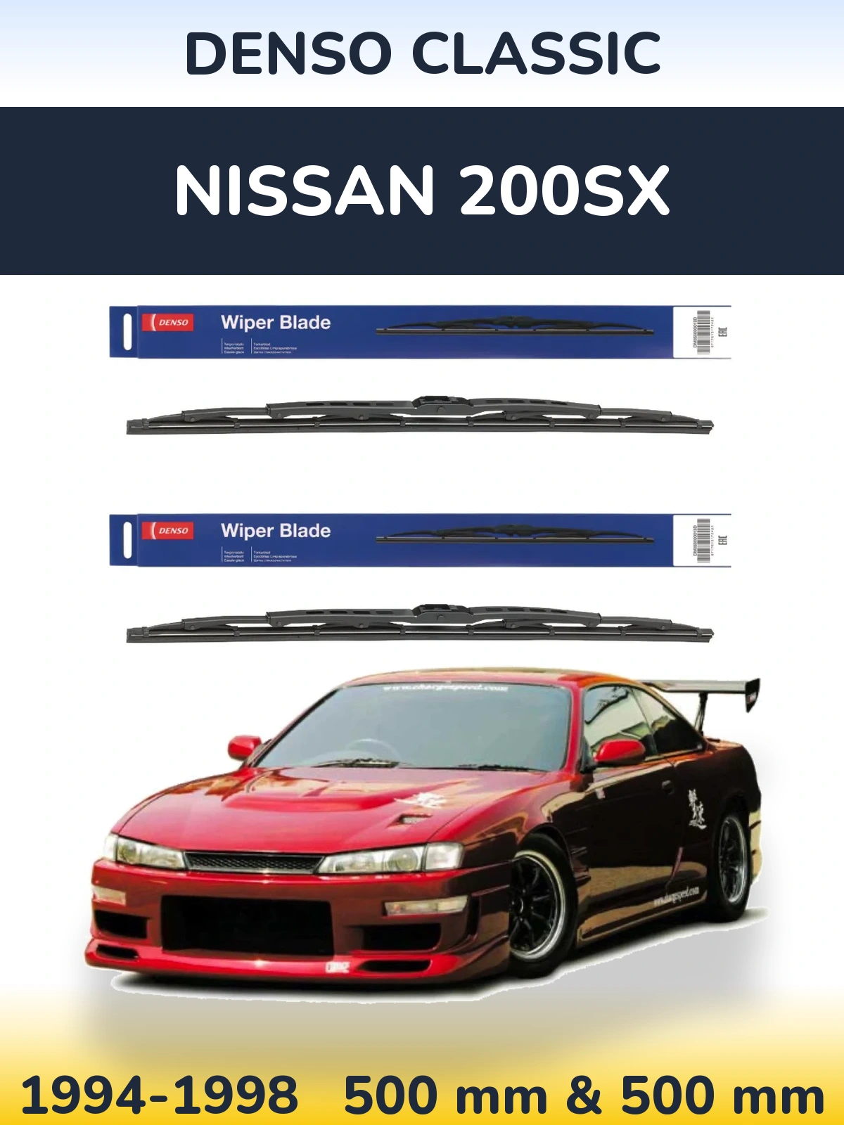 Sada předních stěračů Denso Classic 500 a 500 mm pro Nissan 200SX 1994-1998