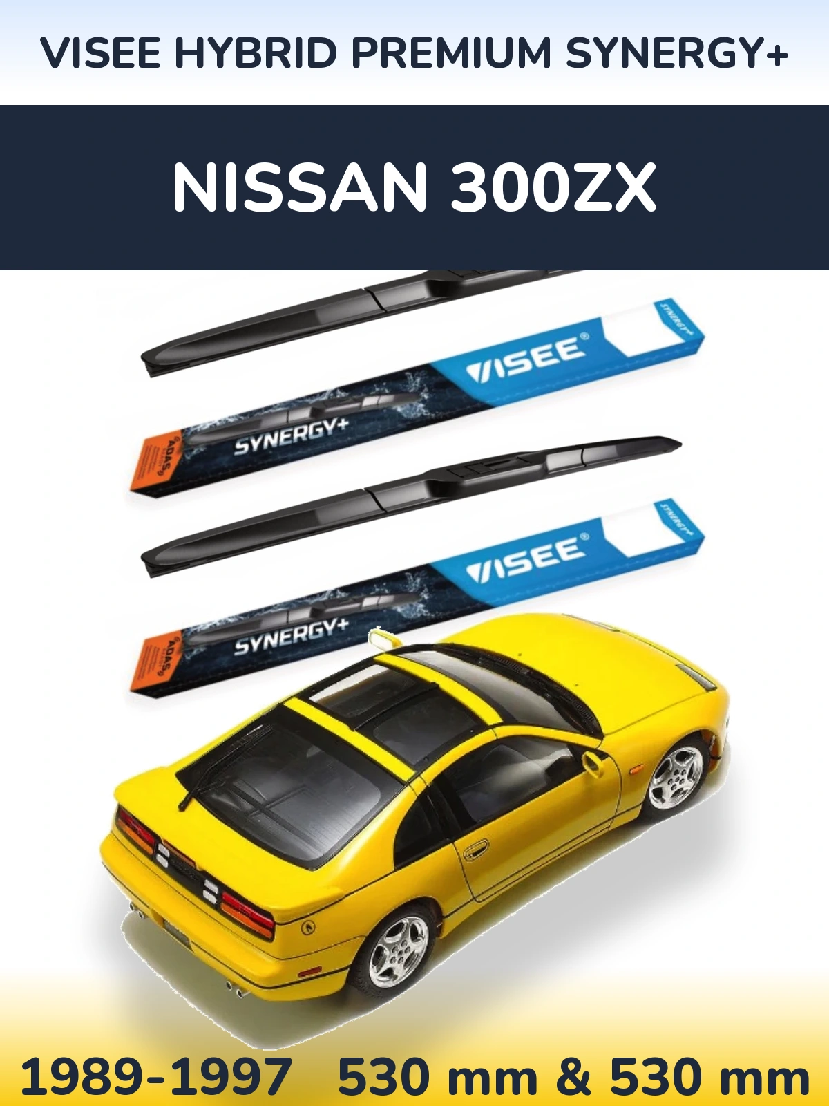 Sada předních stěračů VISEE HYBRID PREMIUM SYNERGY+ 530 a 530 mm pro Nissan 300ZX 1989-1997