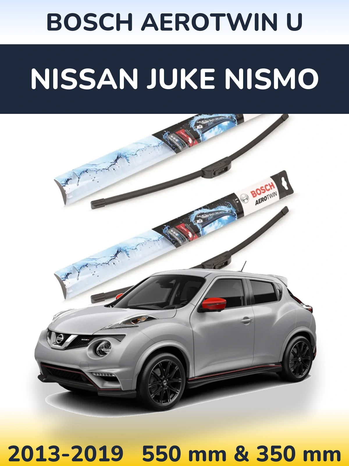 Sada předních stěračů BOSCH AeroTwin U 550 a 350 mm pro Nissan Juke Nismo 2013-2019