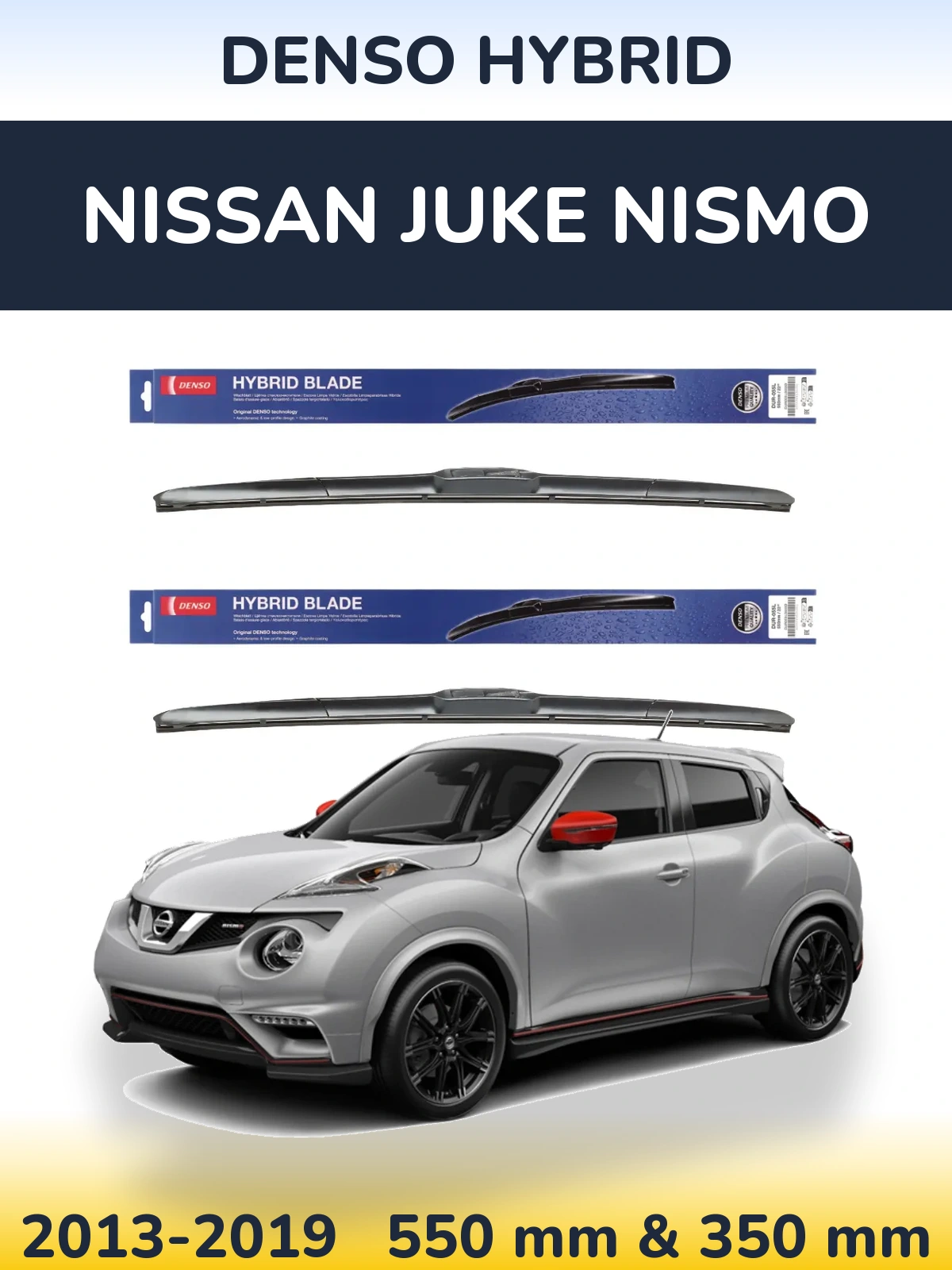 Sada předních stěračů Denso Hybrid 550 a 350 mm pro Nissan Juke Nismo 2013-2019