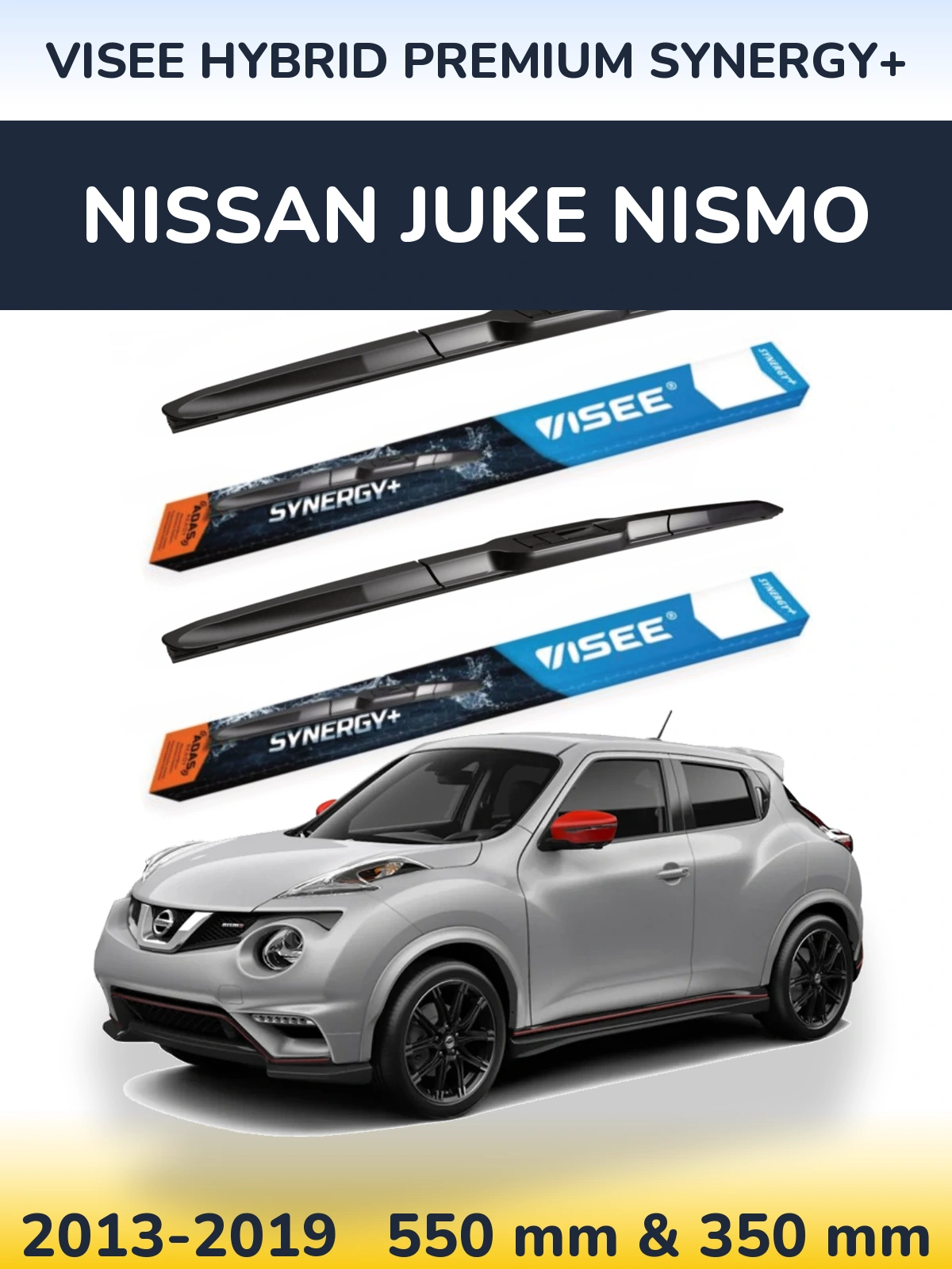 Sada předních stěračů VISEE HYBRID PREMIUM SYNERGY+ 550 a 350 mm pro Nissan Juke Nismo 2013-2019