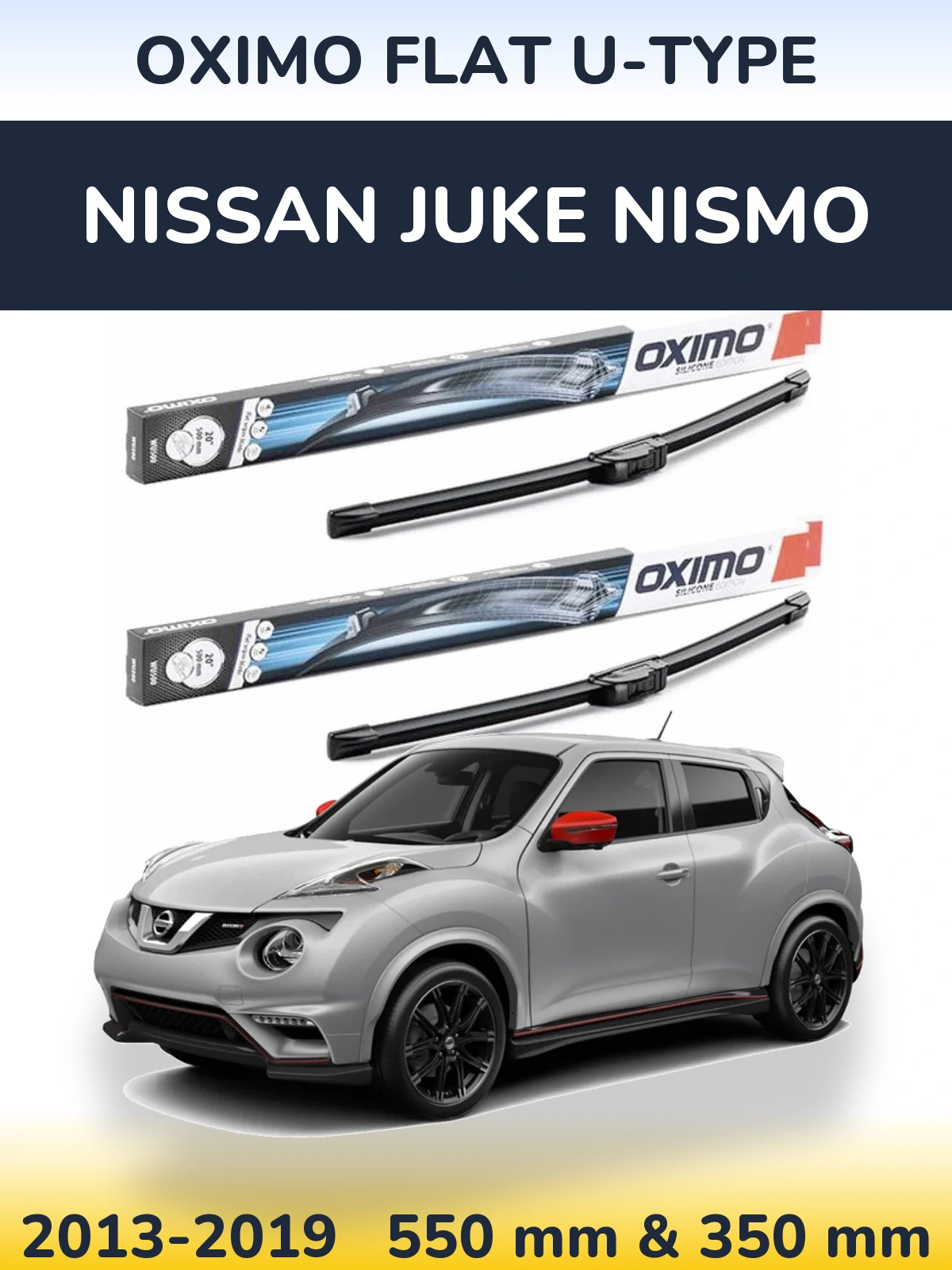 Sada předních stěračů Oximo Flat U-type 550 a 350 mm pro Nissan Juke Nismo 2013-2019