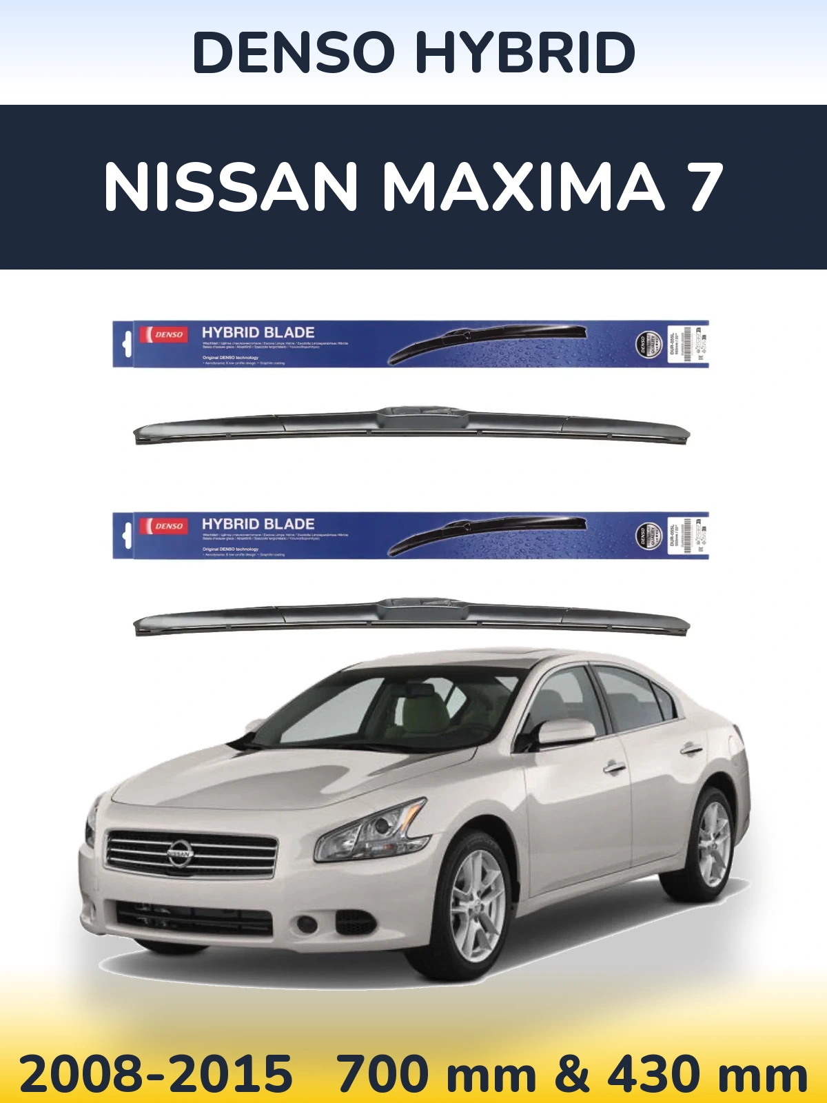 Sada předních stěračů Denso Hybrid 700 a 430 mm pro Nissan Maxima 7 2008-2015