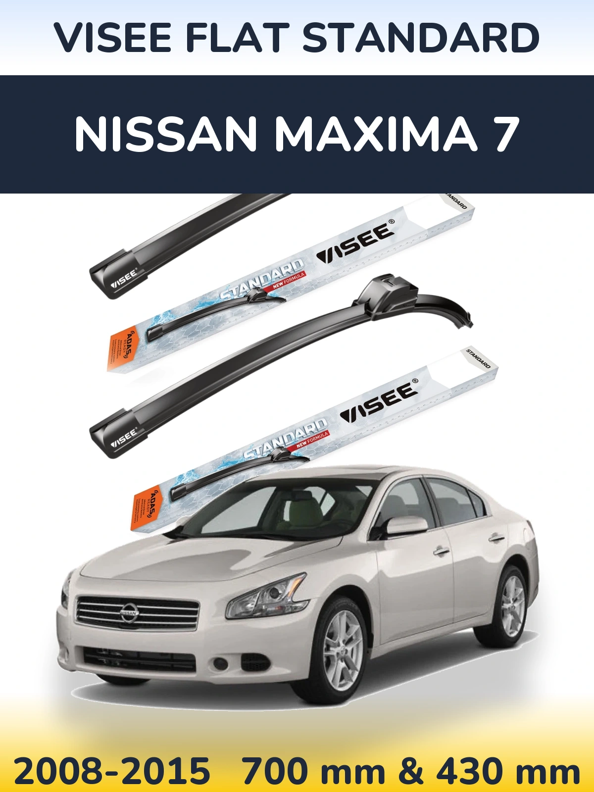 Sada předních stěračů VISEE FLAT STANDARD 700 a 430 mm pro Nissan Maxima 7 2008-2015
