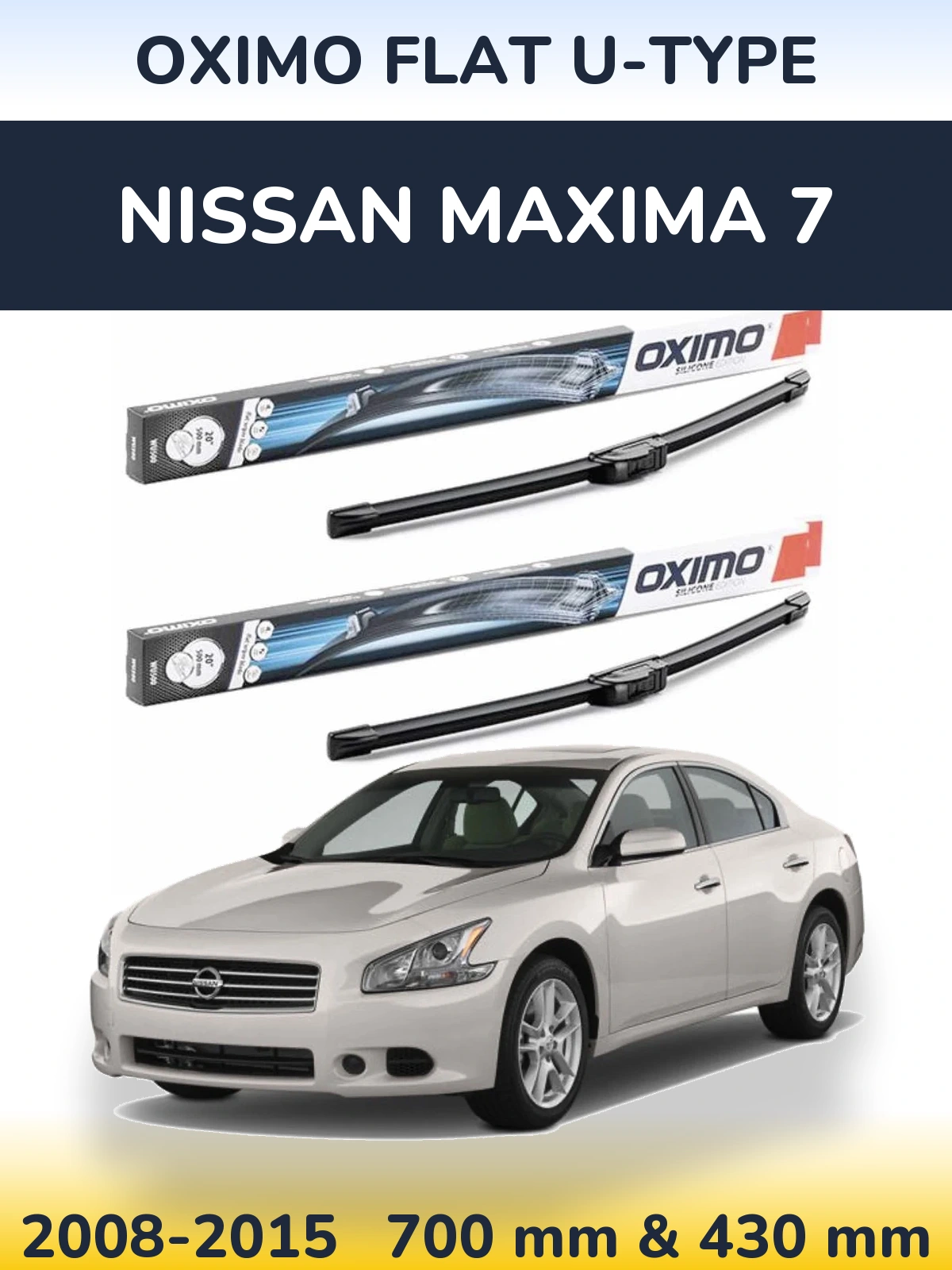 Sada předních stěračů Oximo Flat U-type 700 a 430 mm pro Nissan Maxima 7 2008-2015