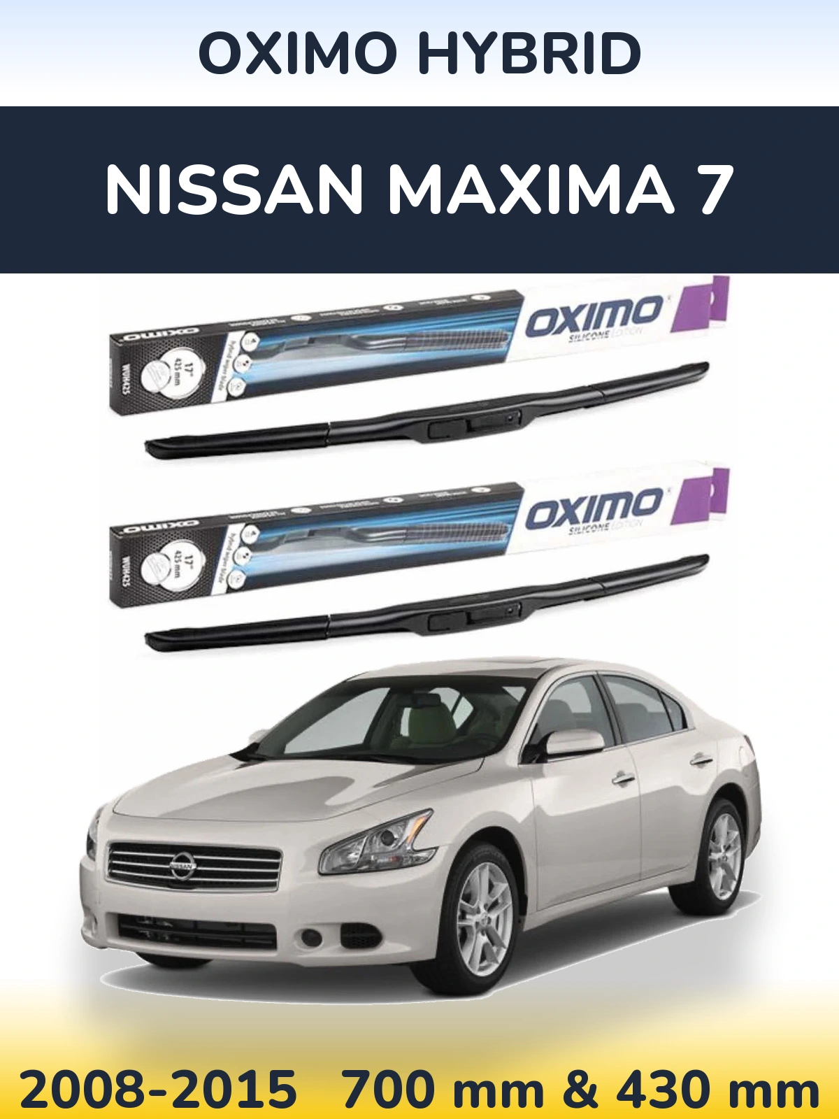 Sada předních stěračů Oximo Hybrid 700 a 430 mm pro Nissan Maxima 7 2008-2015