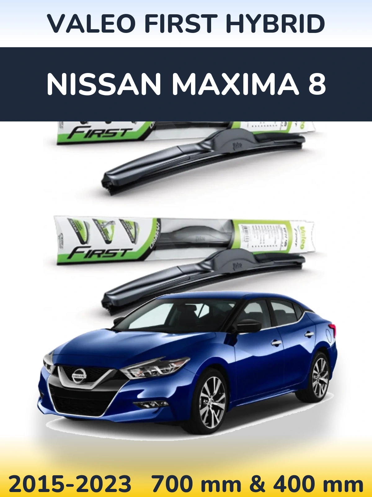 Sada předních stěračů Valeo First Hybrid 700 a 400 mm pro Nissan Maxima 8 2015-2023
