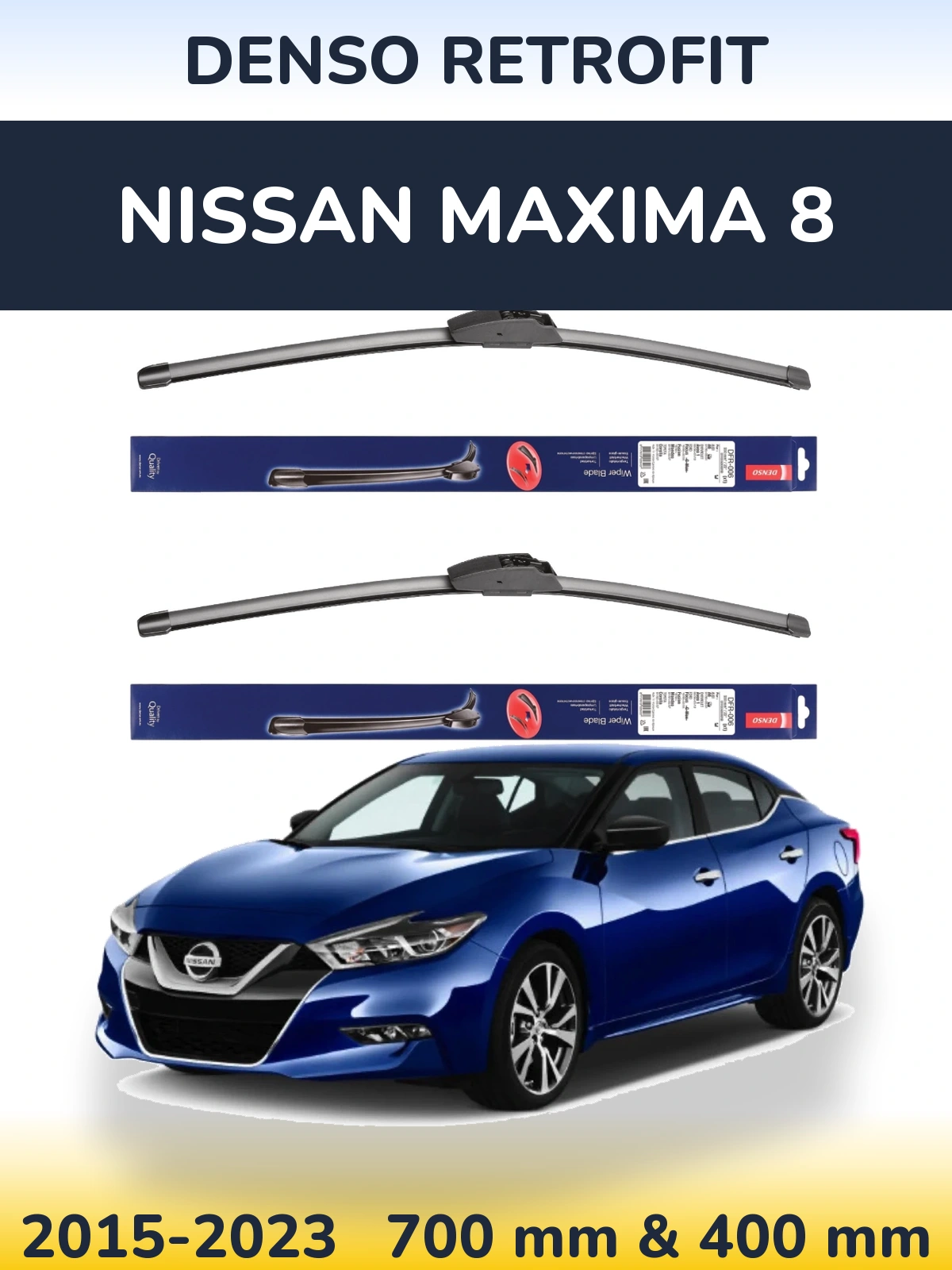 Sada předních stěračů Denso Retrofit 700 a 400 mm pro Nissan Maxima 8 2015-2023