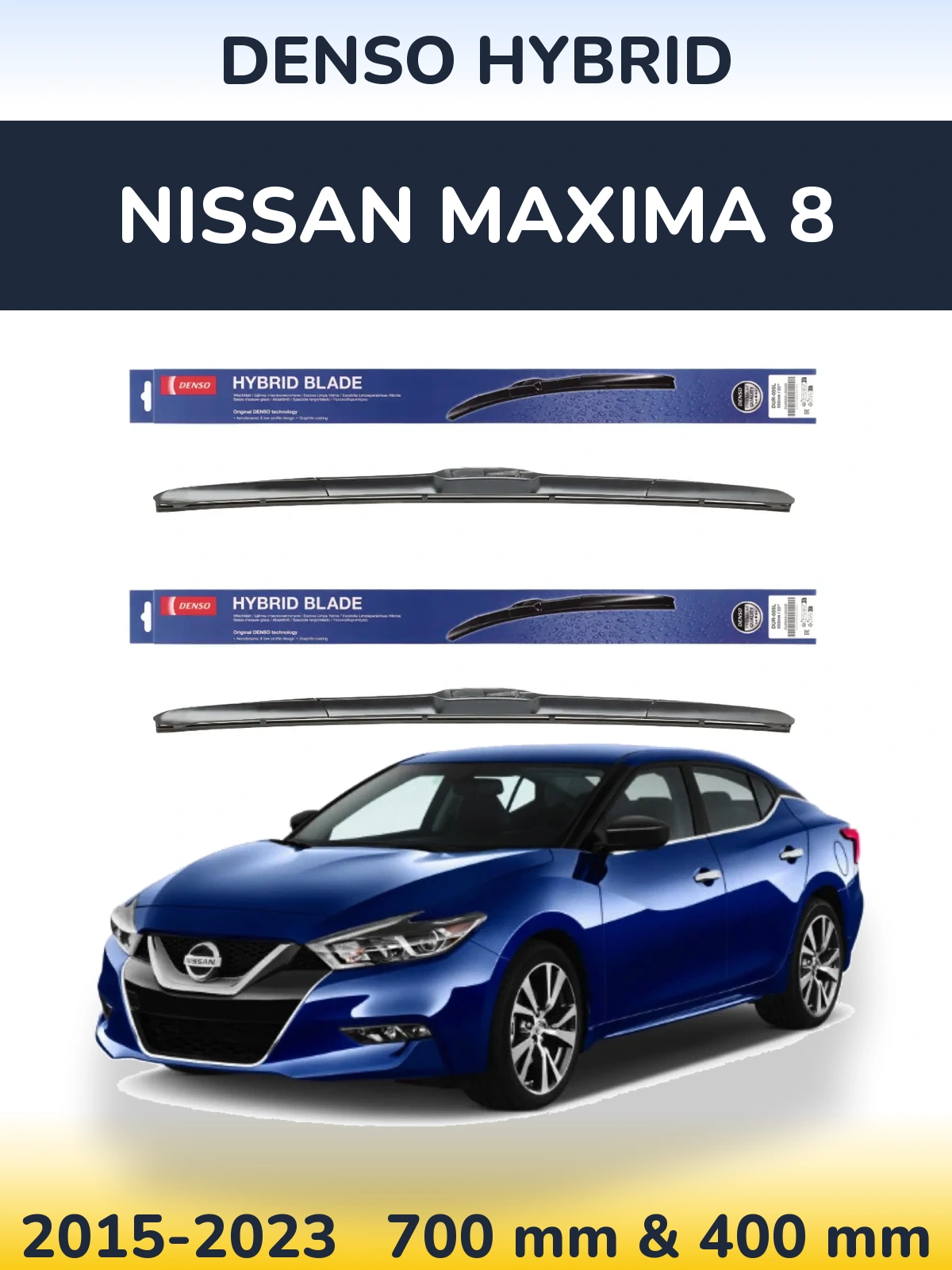 Sada předních stěračů Denso Hybrid 700 a 400 mm pro Nissan Maxima 8 2015-2023