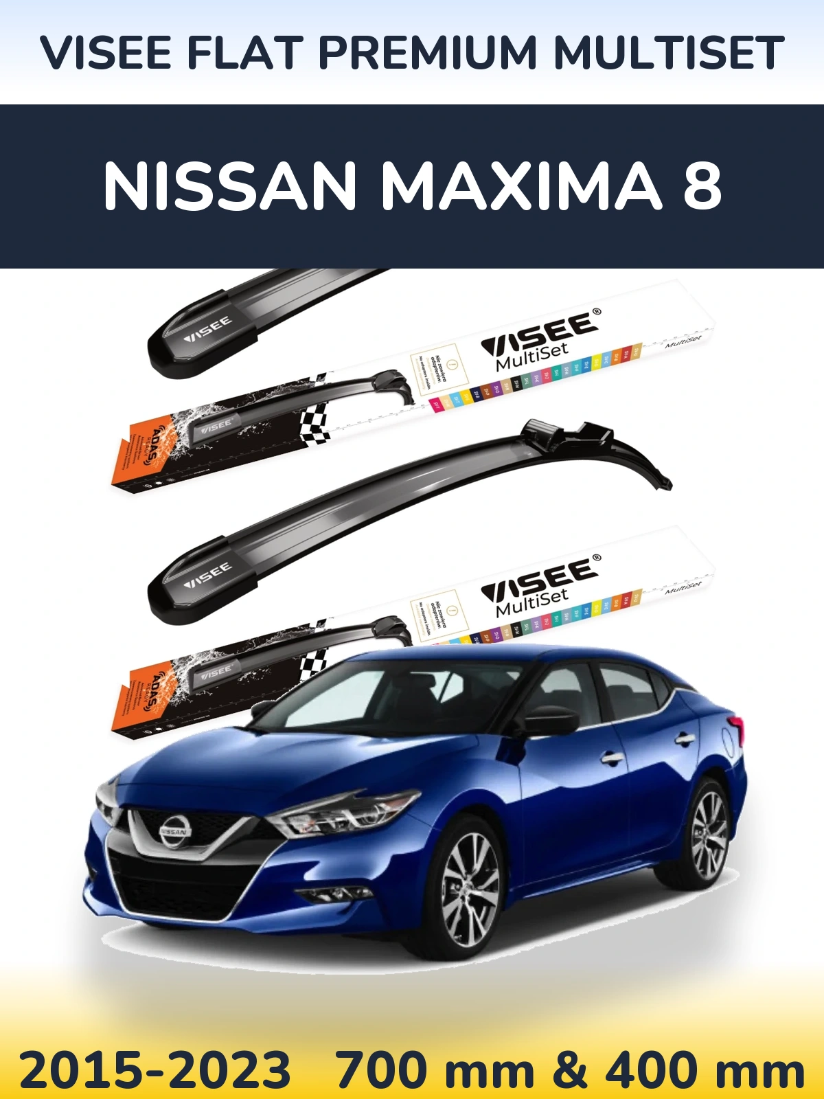 Sada předních stěračů VISEE FLAT PREMIUM MultiSet 700 a 400 mm pro Nissan Maxima 8 2015-2023